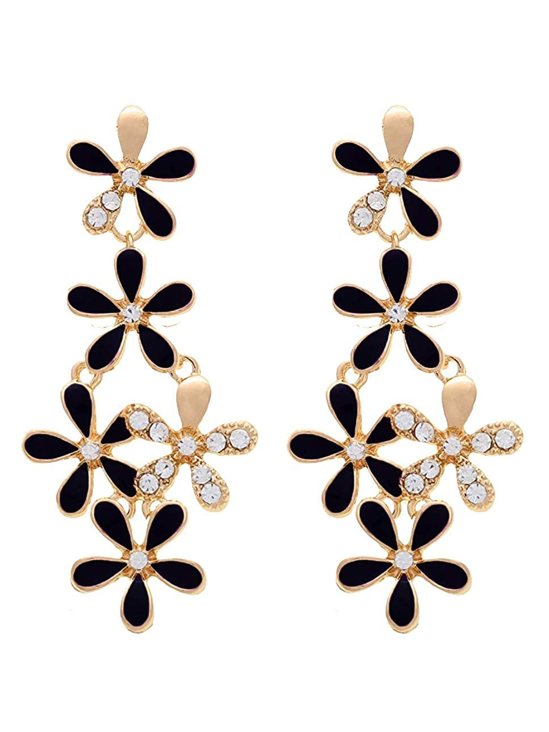 YouBella Golden-Black Gold Plated Dangle & Drop Earrings For Women