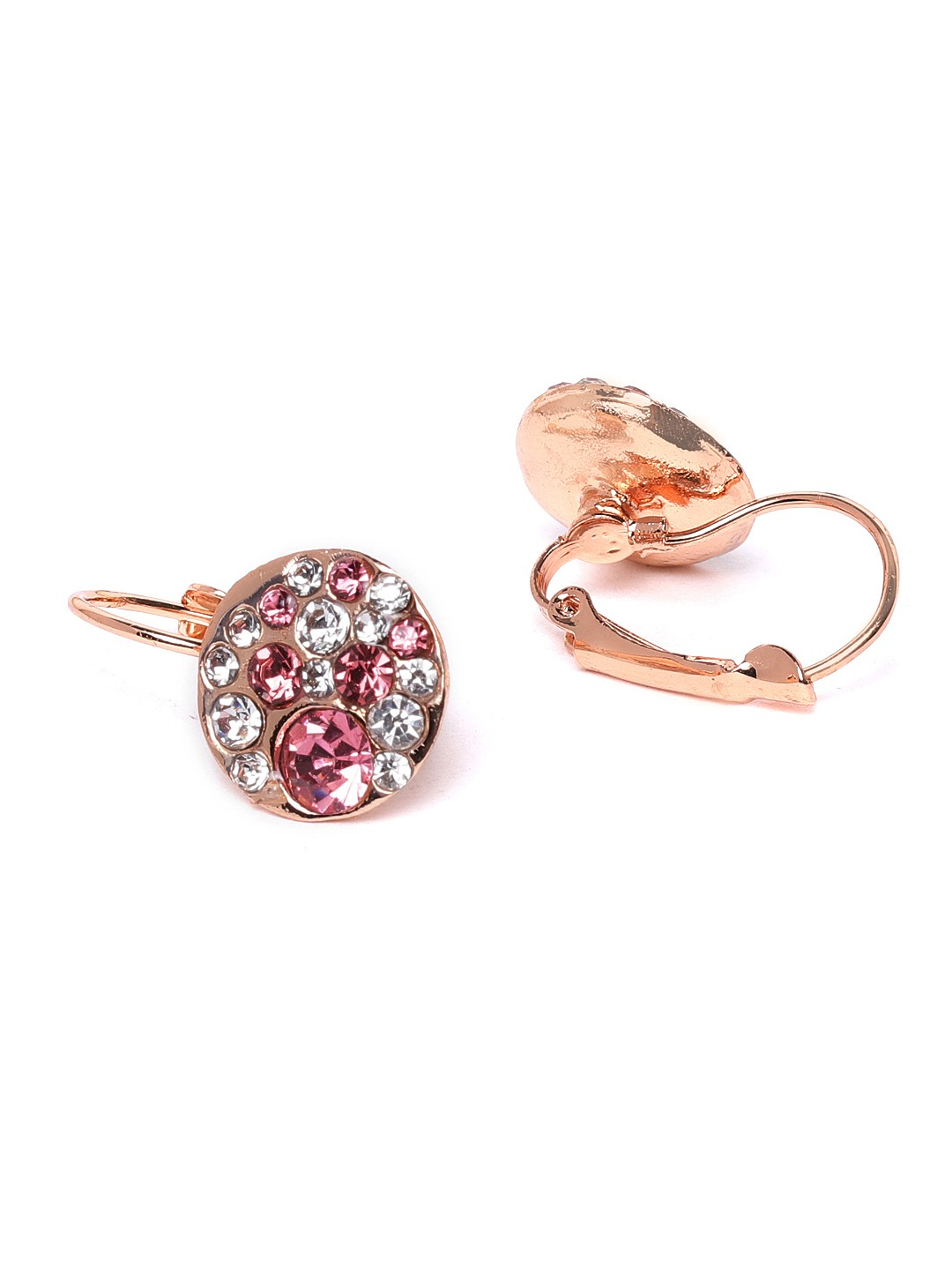 YouBella Pink Rose Gold-Plated Stone-Studded Circular Drop Earrings