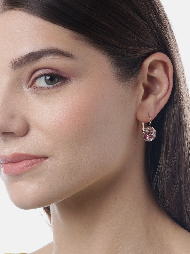 YouBella Pink Rose Gold-Plated Stone-Studded Circular Drop Earrings