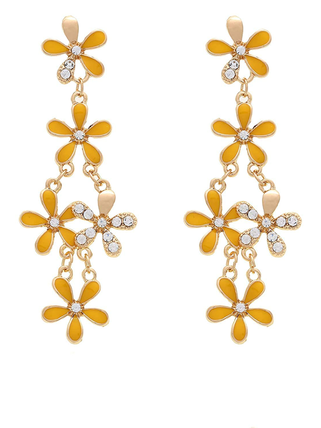 YouBella Jewellery Hanging Crystal Gold Plated Earrings for Girls and Women (Yellow)