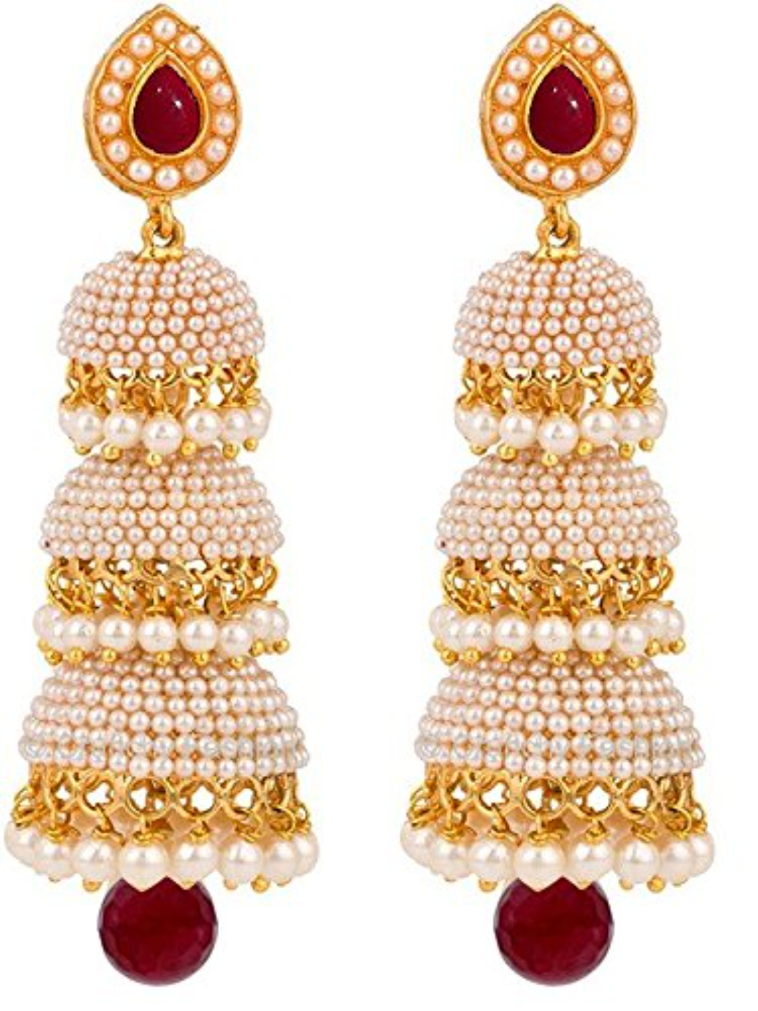 YouBella Jewellery Traditional Gold Plated Jhumka/Jhumki Earrings for Girls and Women (Red)
