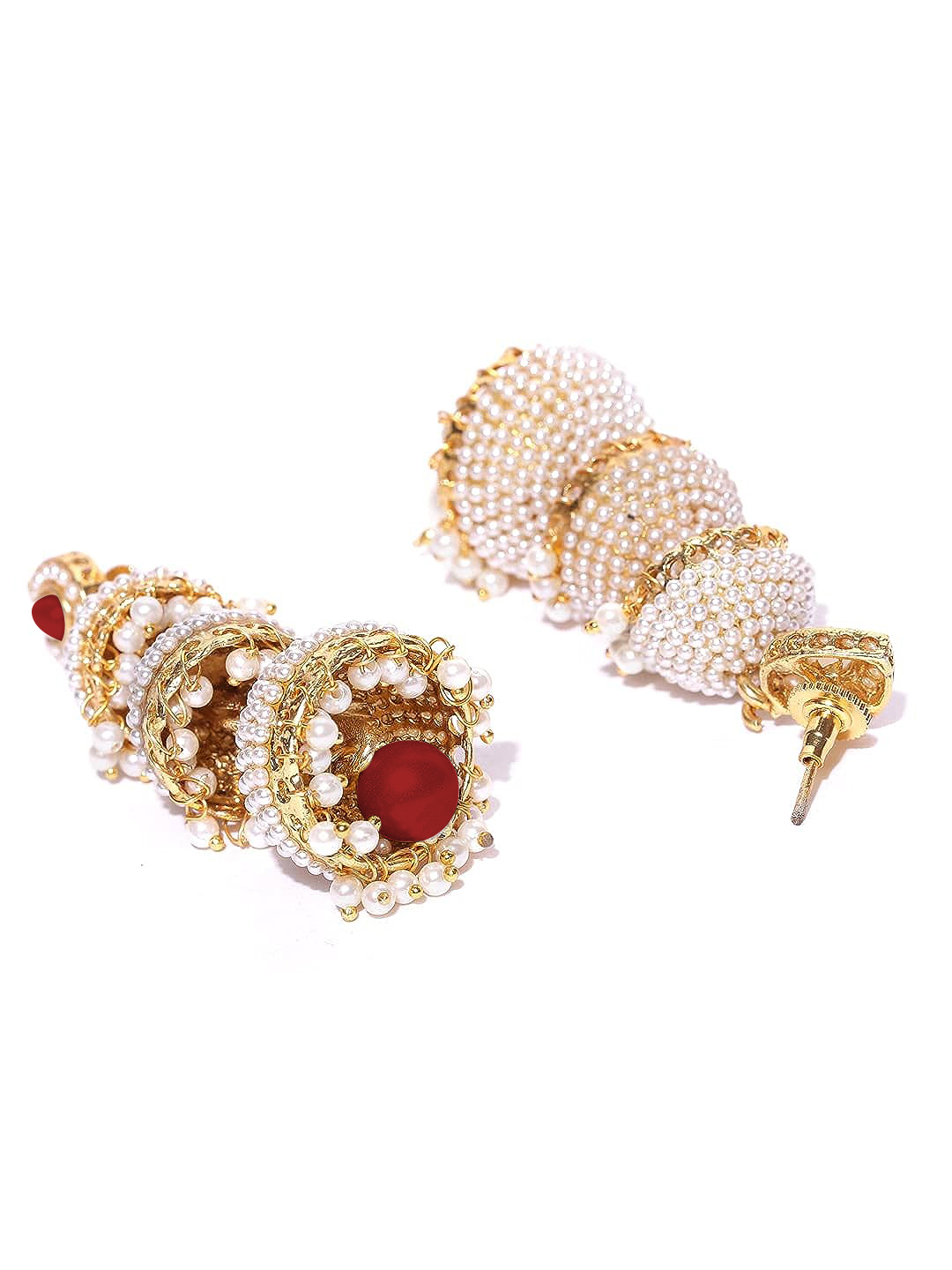 YouBella Jewellery Traditional Gold Plated Jhumka/Jhumki Earrings for Girls and Women (Red)