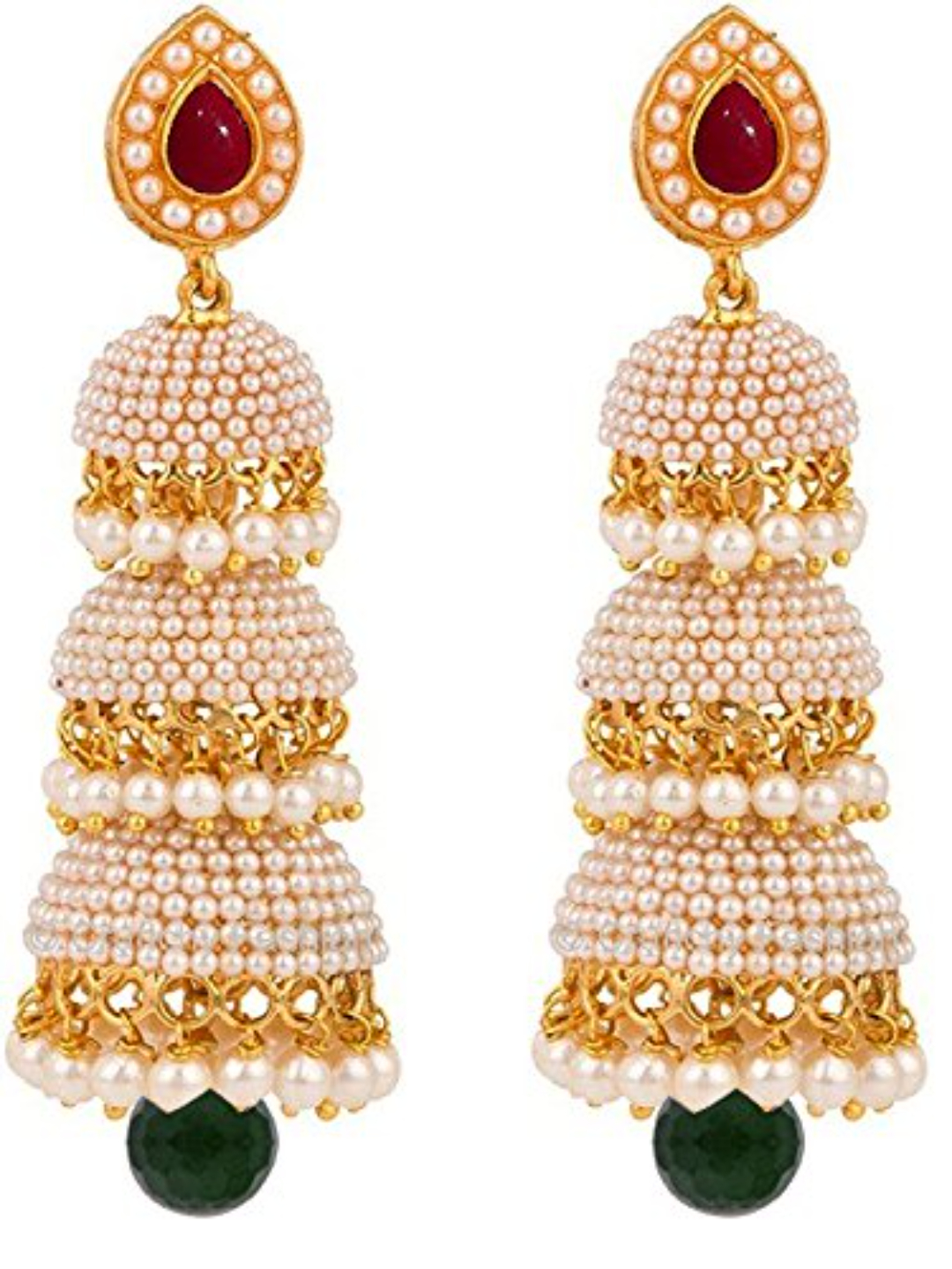 YouBella Jewellery Traditional Gold Plated Jhumka/Jhumki Earrings for Girls and Women (Red-Green)