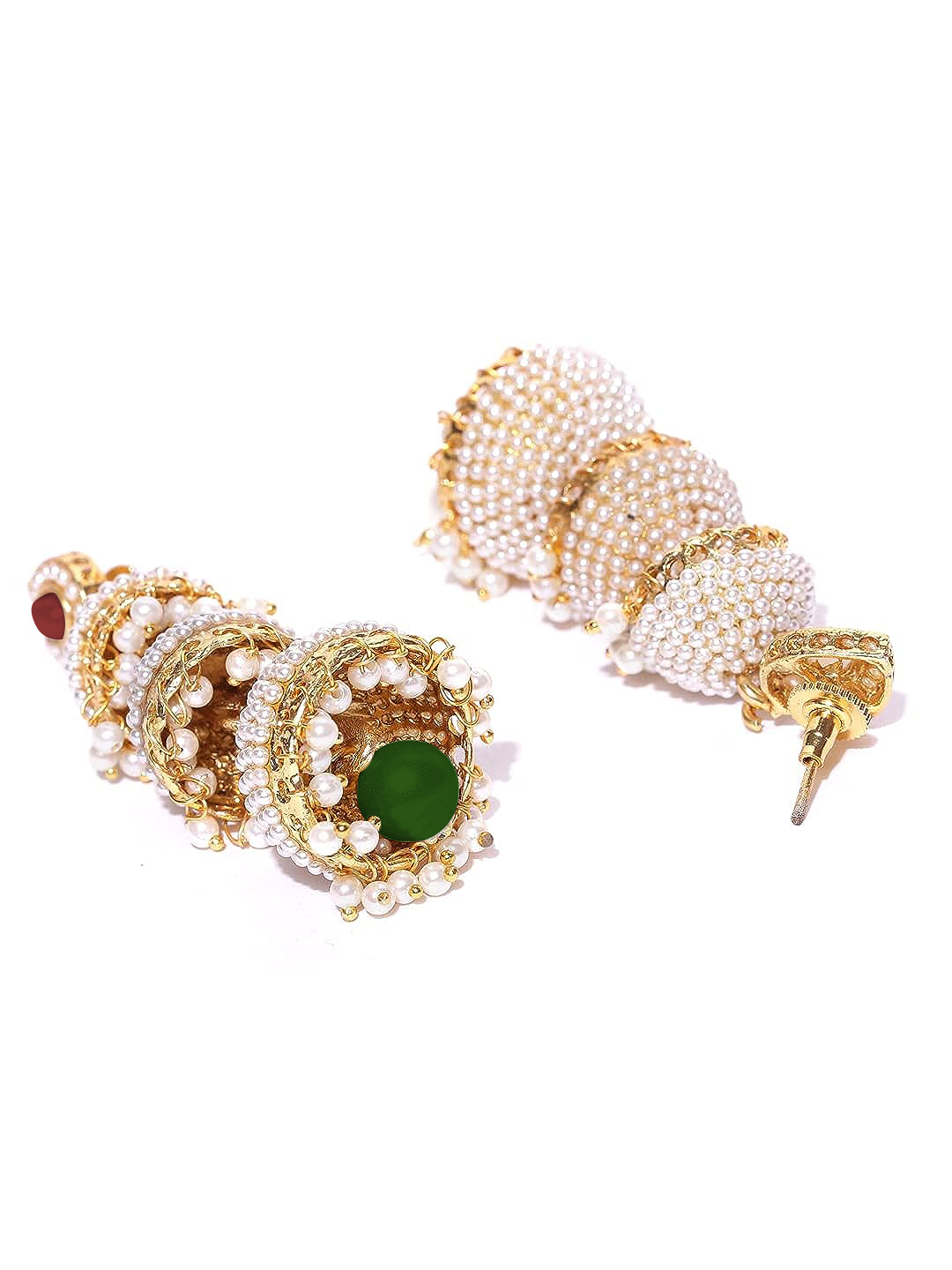 YouBella Jewellery Traditional Gold Plated Jhumka/Jhumki Earrings for Girls and Women (Red-Green)