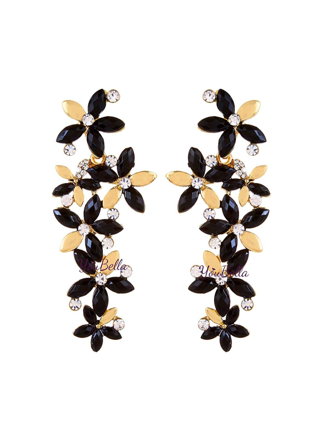Valentine Gifts : YouBella Jewellery Designer Hanging Earrings for Girls and Women (Golden-Black)