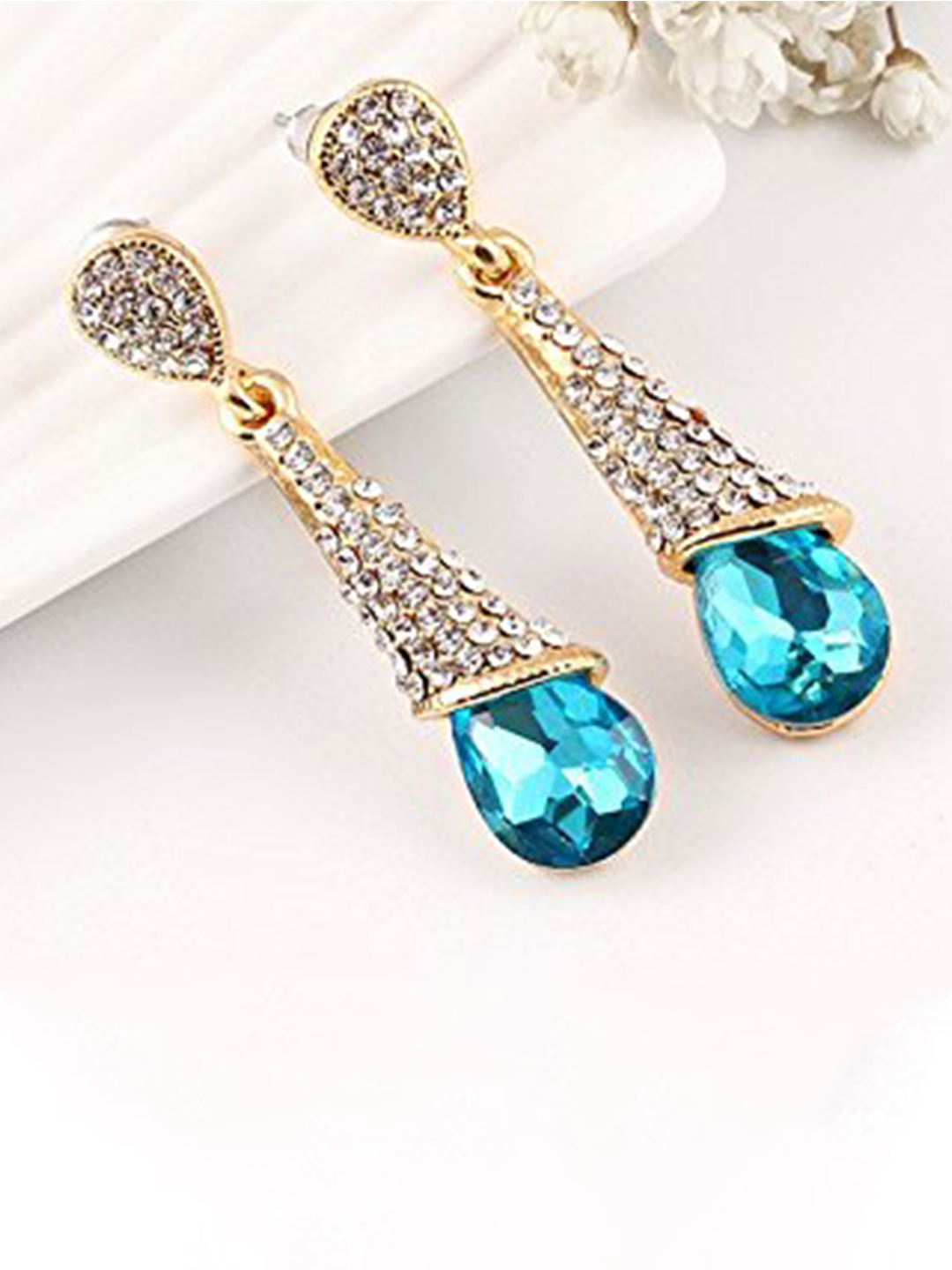 Valentine Gifts : YouBella Jewellery Valentine Collection Zircon Fancy Party Wear Earrings for Girls and Women (Blue)