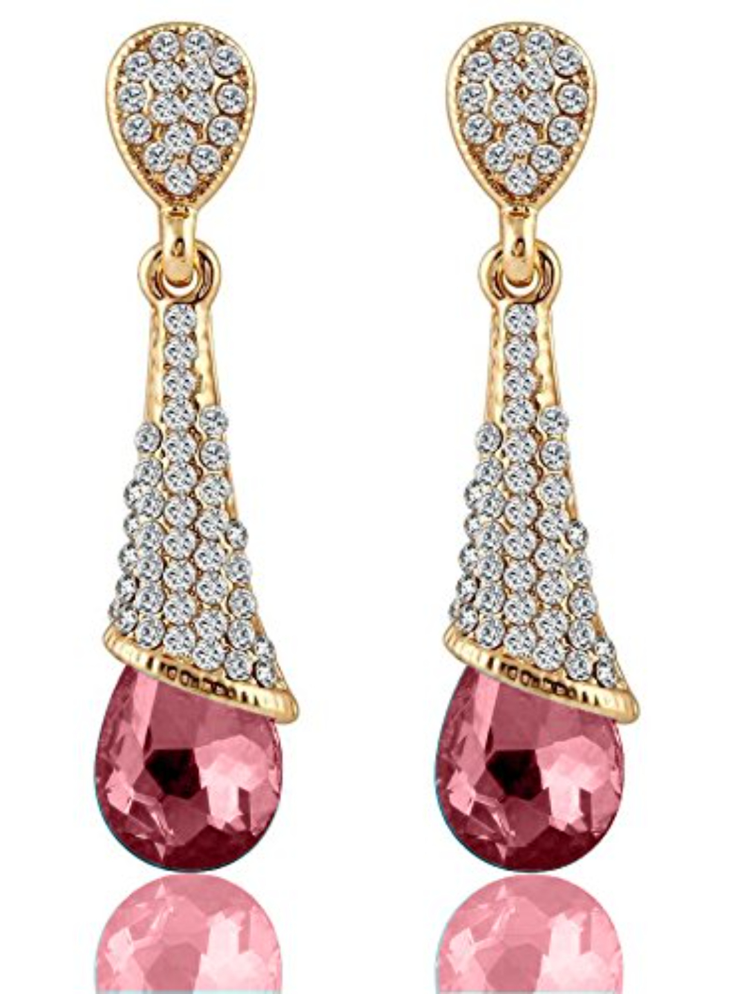Valentine Gifts : YouBella Jewellery Valentine Collection Zircon Fancy Party Wear Earrings for Girls and Women (Pink)