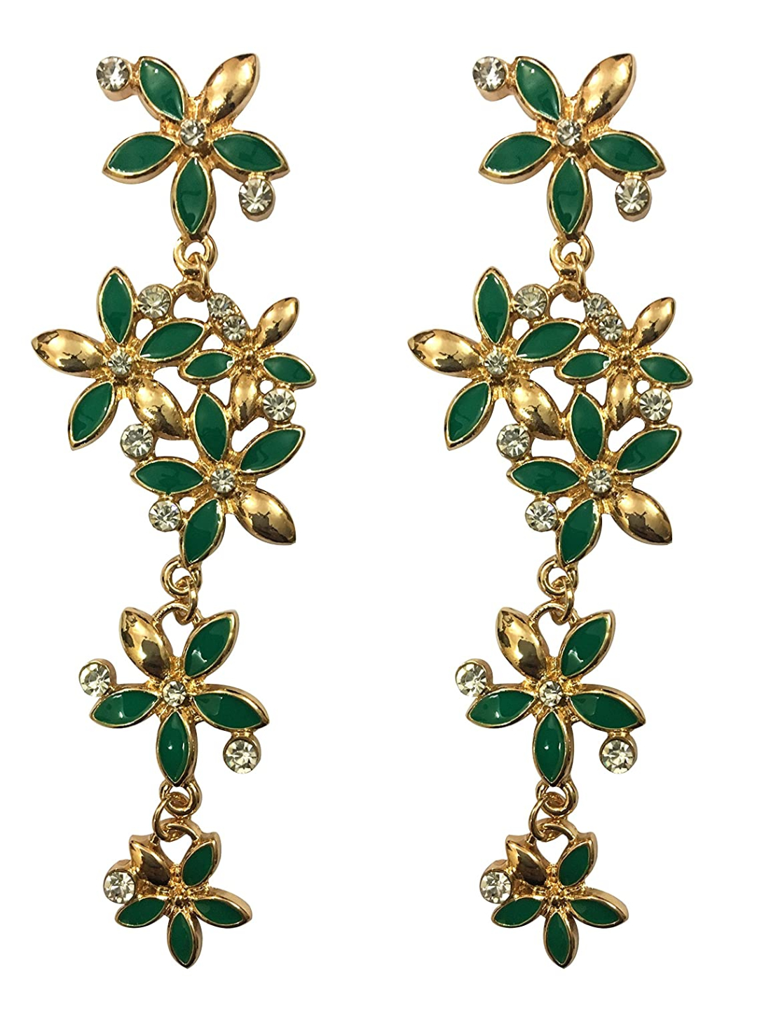 YouBella Green Gold Plated Zircon Hanging Earrings for Women