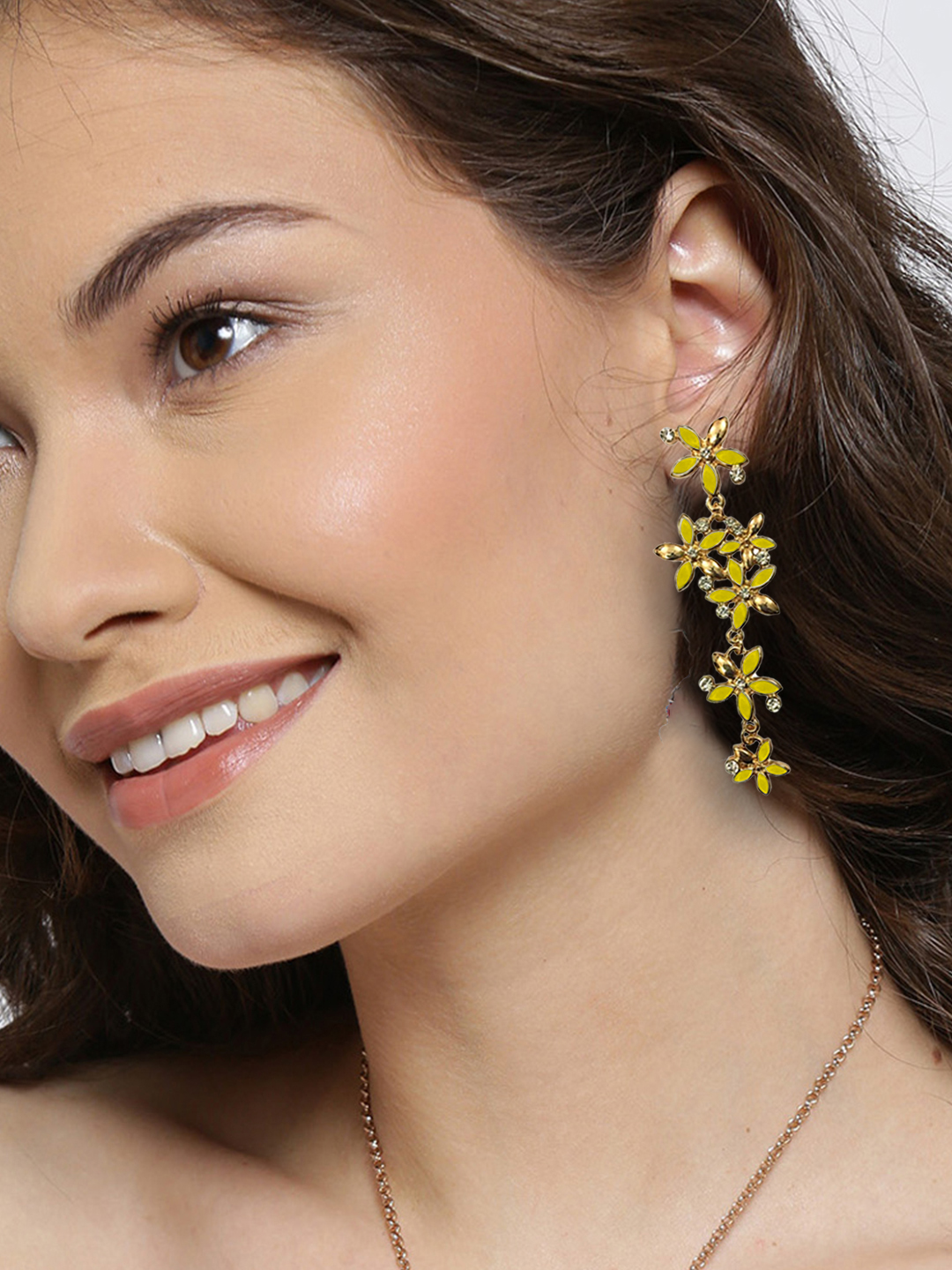 YouBella Jewellery Yellow Gold Plated Zircon Hanging Earrings for Women