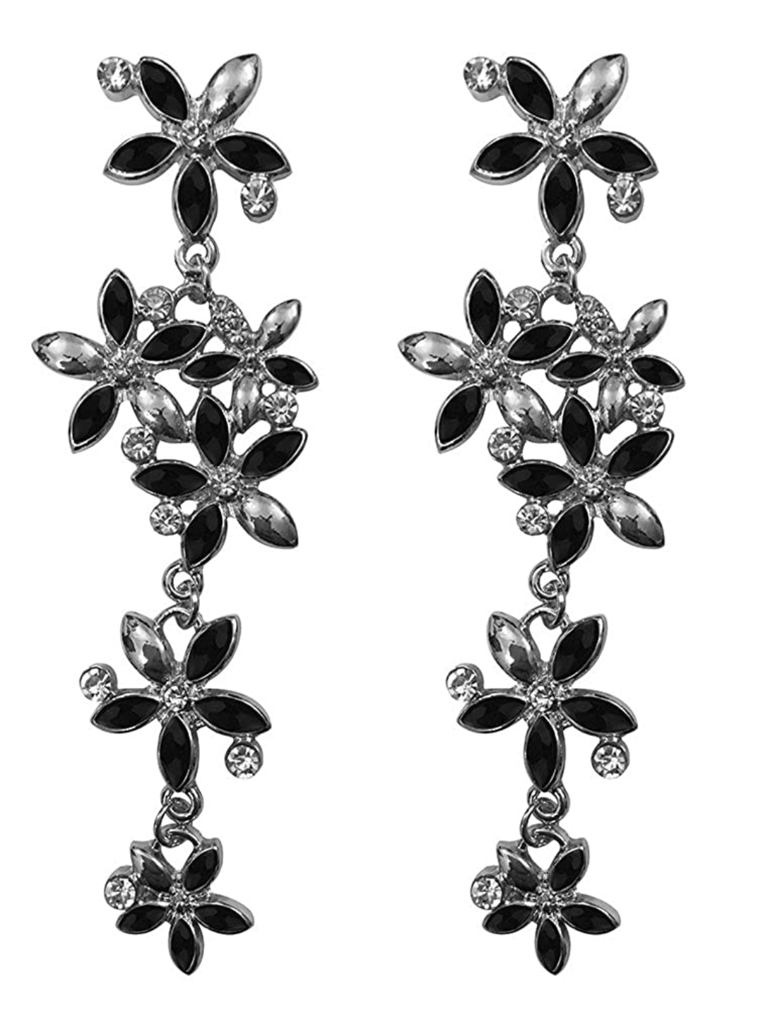 YouBella Zircon Hanging Gold Plated Earrings for Women (Silver-Black)