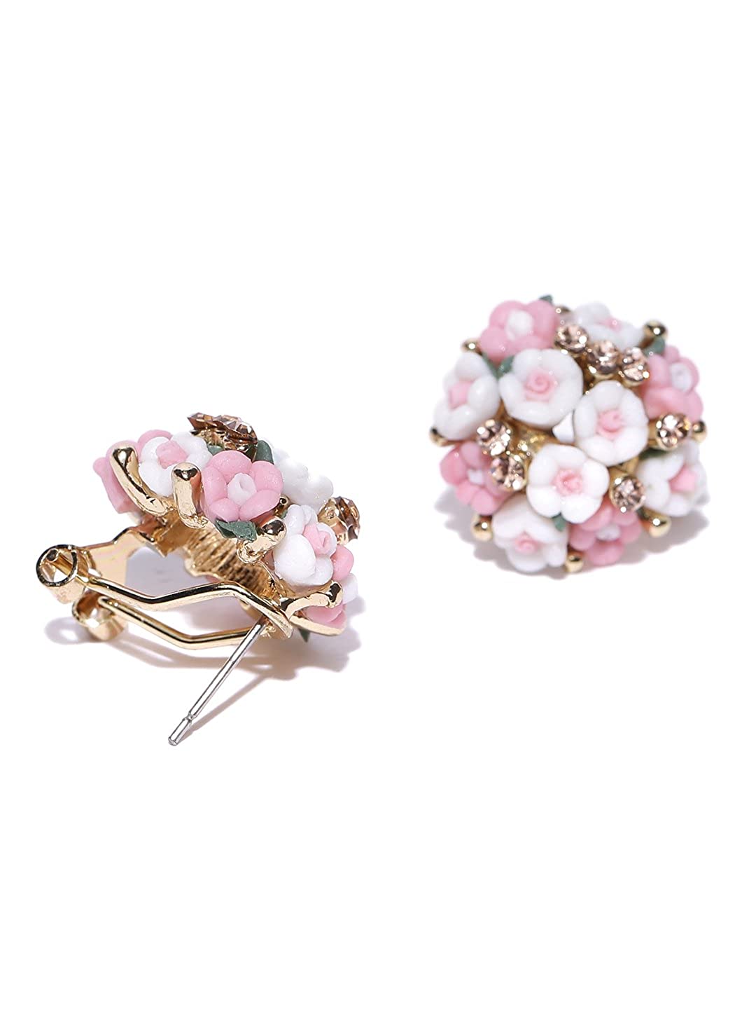 YouBella Resin Stud Earrings Earrings for Women (White-Pink)(YBEAR_31457)