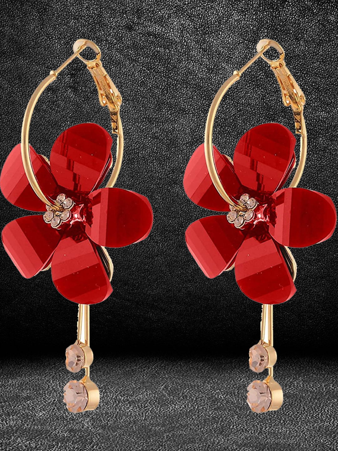 YouBella Stylish Party Wear Jewellery Gold Plated Drop Earrings for Women (Red)(YBEAR_31573)