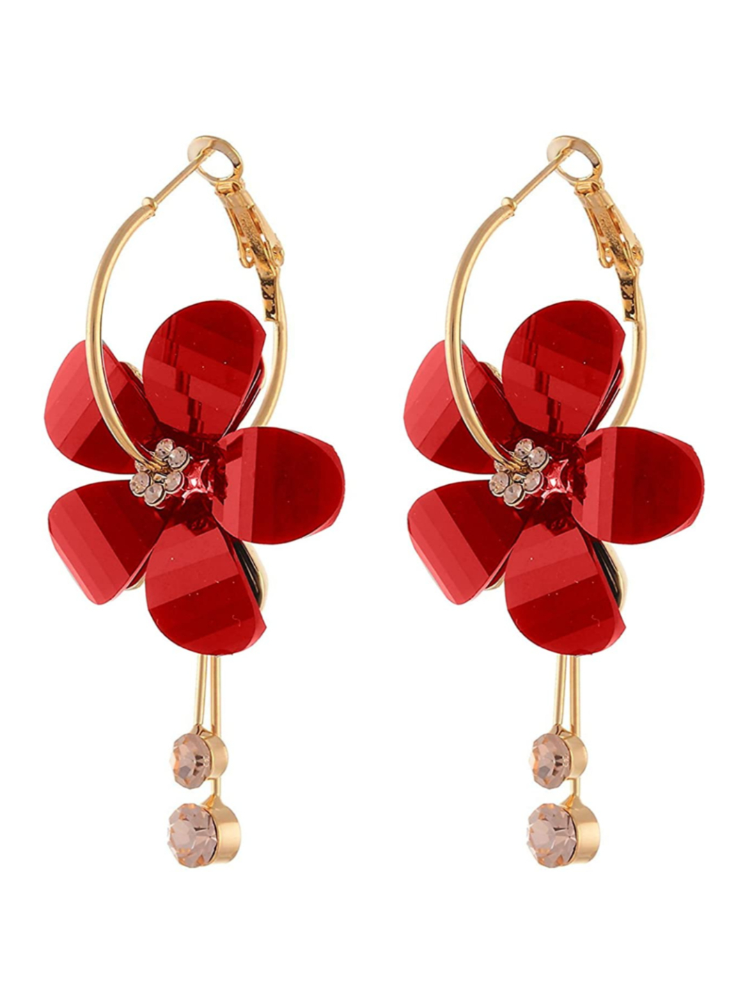 YouBella Jewellery Gold Plated Earrings for Girls and Women (Red)