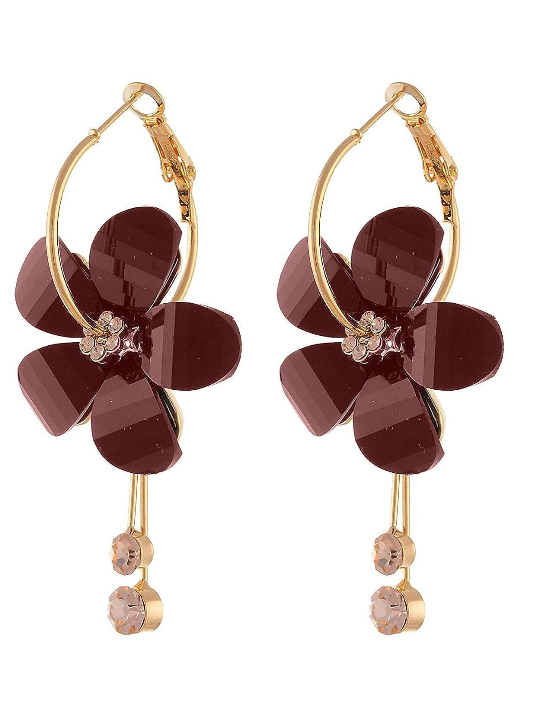 YouBella Jewellery Gold Plated Floral Earrings for Girls and Women (Brown)