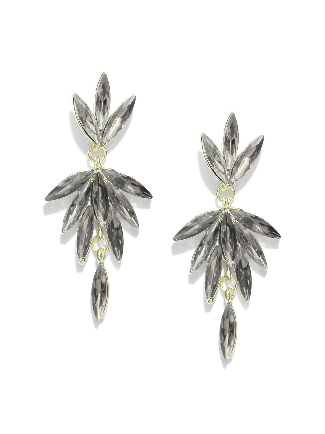 YouBella Red Gold-Plated Contemporary Stone-Studded Drop Earrings