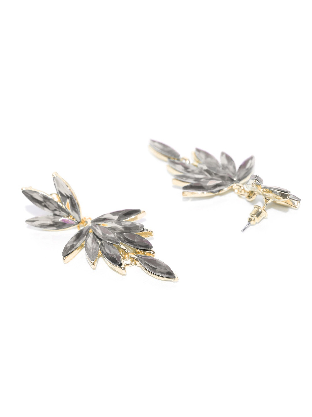 YouBella Red Gold-Plated Contemporary Stone-Studded Drop Earrings