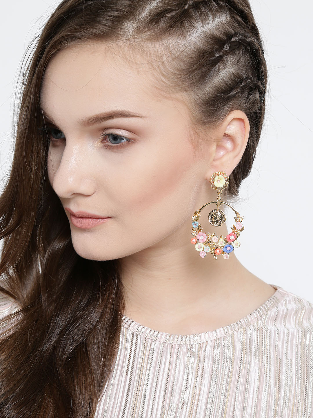 YouBella Jewellery Gold Plated Flower Shape Resin Earrings for Women and Girls (MULTICOLOUR)
