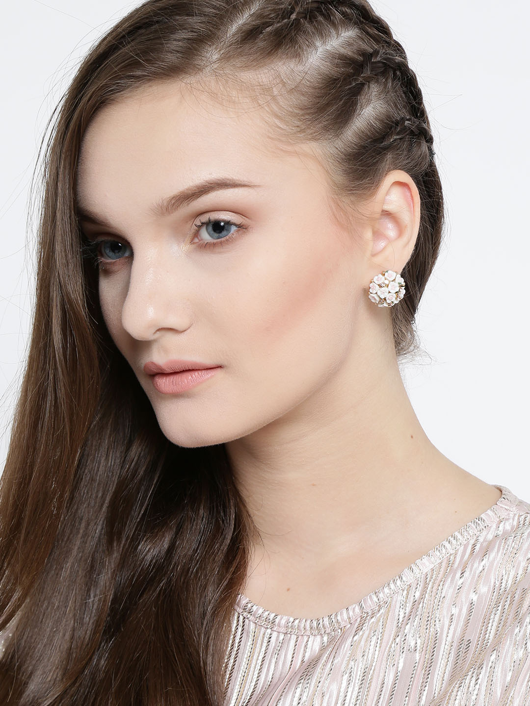 YouBella Jewellery Gold Plated Flower Shape Resin Fancy Party Wear Earrings for Women and Girls (White)