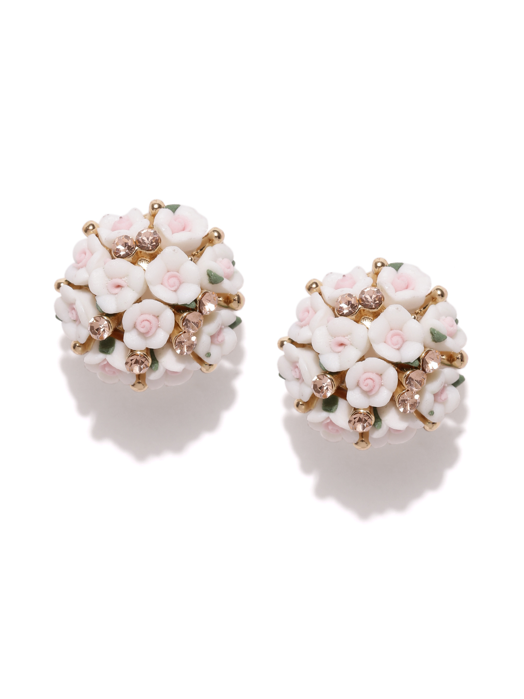 YouBella Jewellery Gold Plated Flower Shape Resin Fancy Party Wear Earrings for Women and Girls (White)