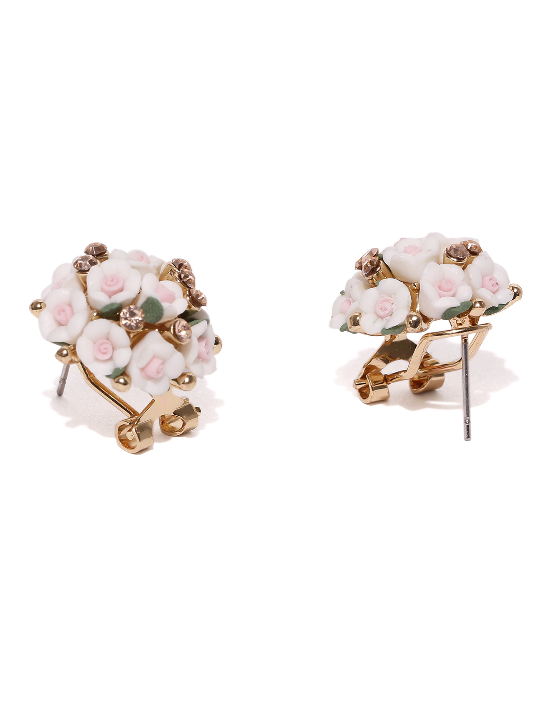 YouBella Jewellery Gold Plated Flower Shape Resin Fancy Party Wear Earrings for Women and Girls (White)