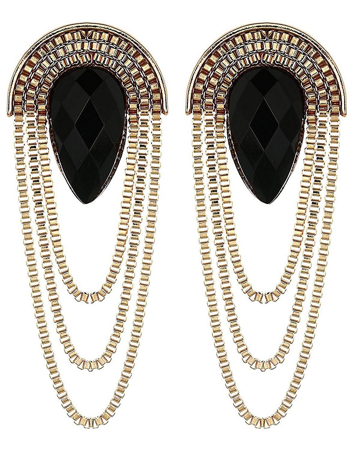 YouBella Stylish Party Wear Jewellery Gold Plated Drop Earrings for Women (Golden-Black)(YBEAR_31657A)