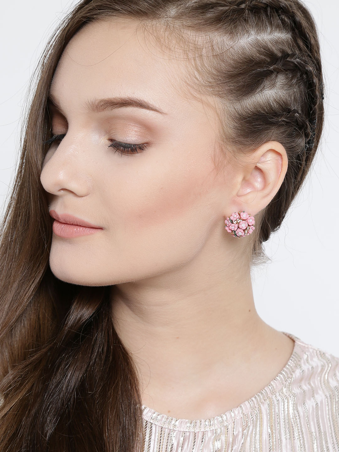 YouBella Jewellery Gold Plated Flower Shape Resin Fancy Party Wear Earrings for Women and Girls (Pink)