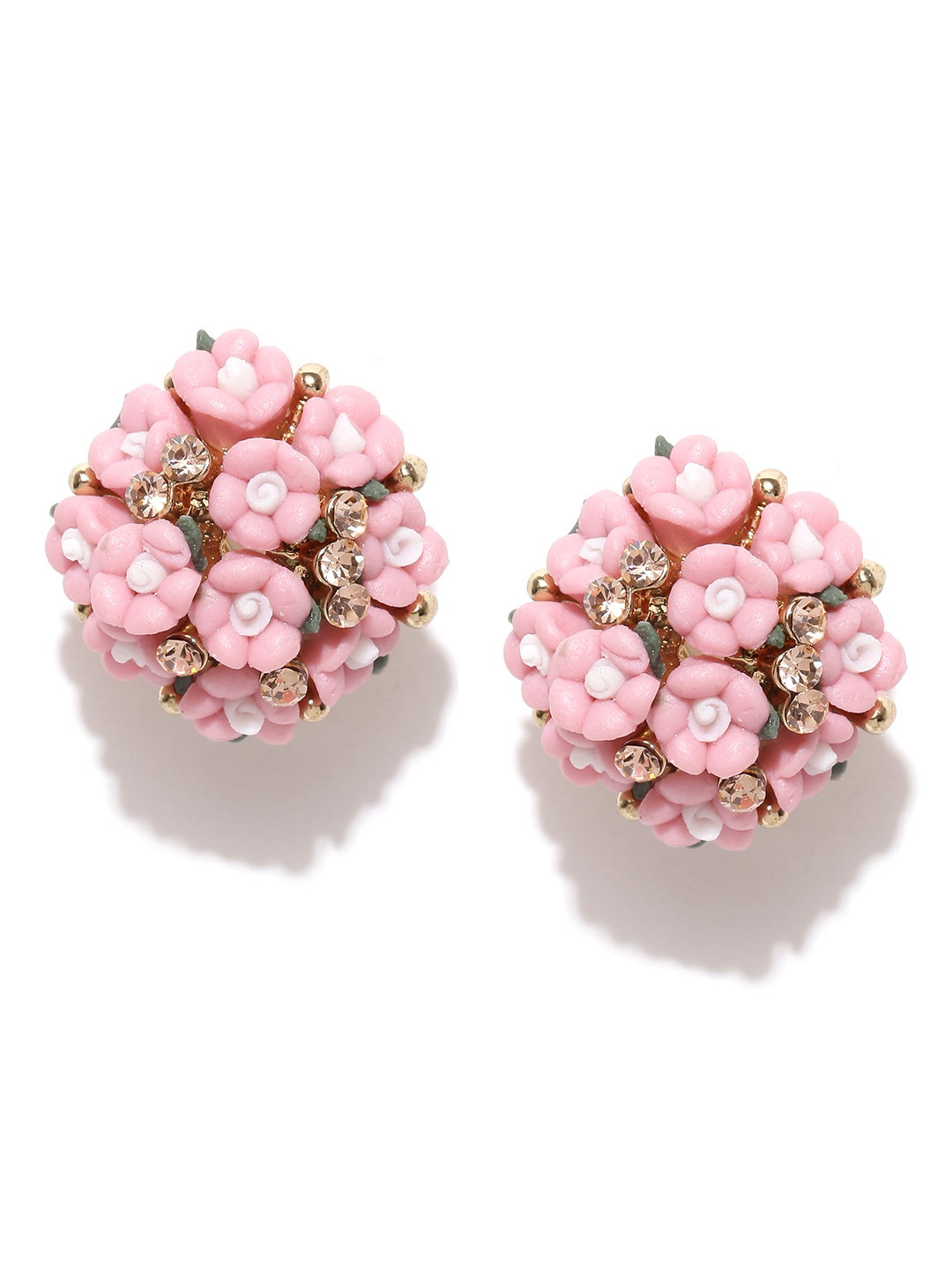 YouBella Jewellery Gold Plated Flower Shape Resin Fancy Party Wear Earrings for Women and Girls (Pink)