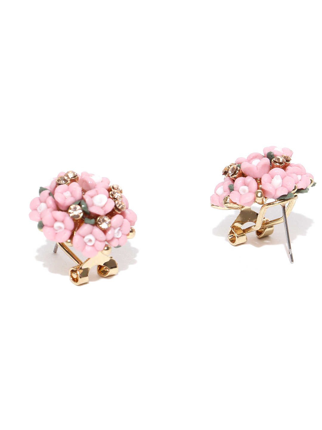 YouBella Jewellery Gold Plated Flower Shape Resin Fancy Party Wear Earrings for Women and Girls (Pink)