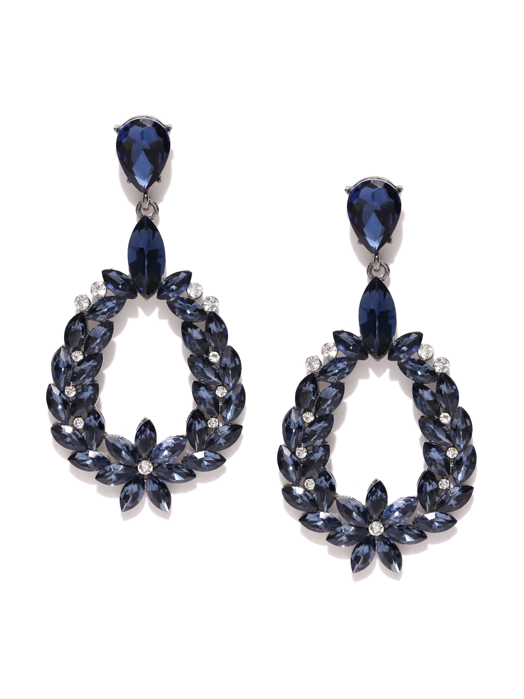 YouBella Stylish Party Wear Jewellery Silver Plated Drop Earrings for Women (Blue)(YBEAR_31659)