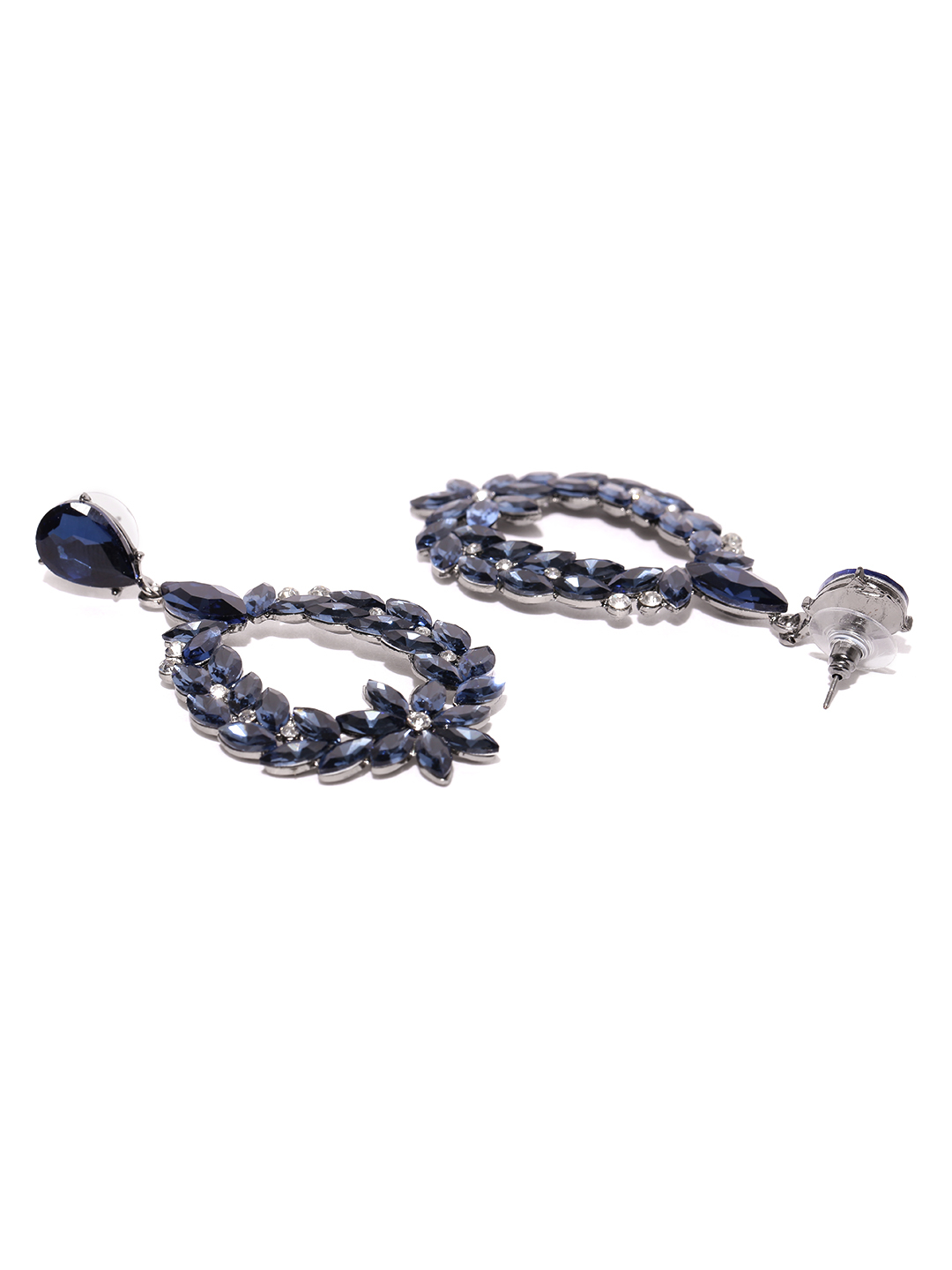 YouBella Stylish Party Wear Jewellery Silver Plated Drop Earrings for Women (Blue)(YBEAR_31659)