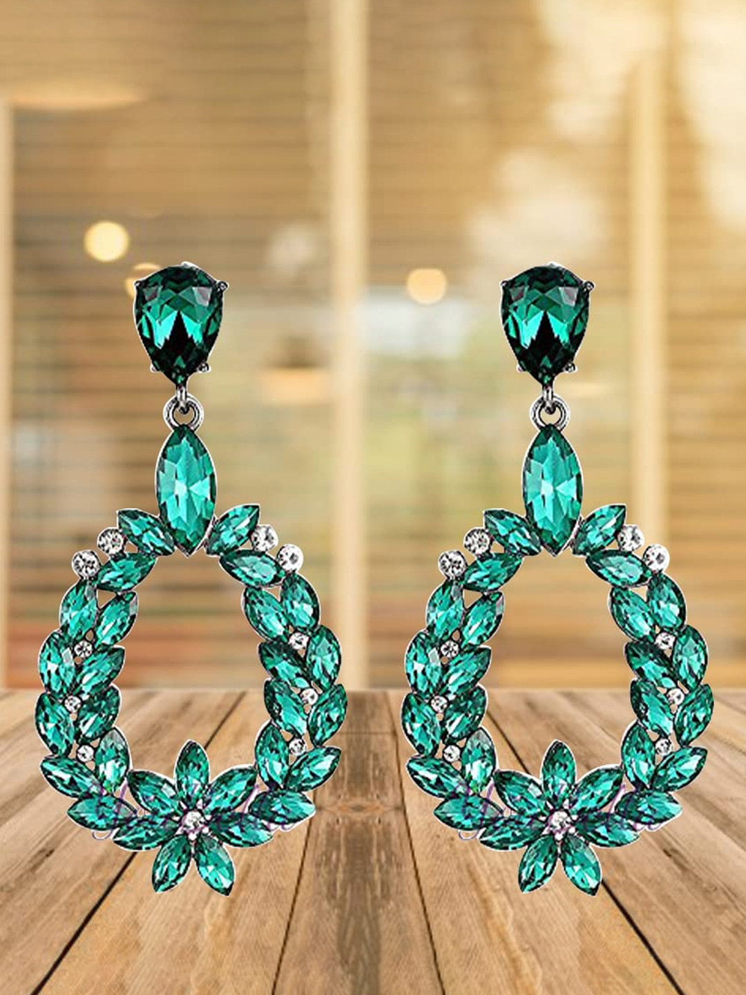 YouBella Jewellery Valentine Collection AAA Swiss Zircon Earings Fashion Fancy Party Wear Earrings for Girls and Women (GREEN)