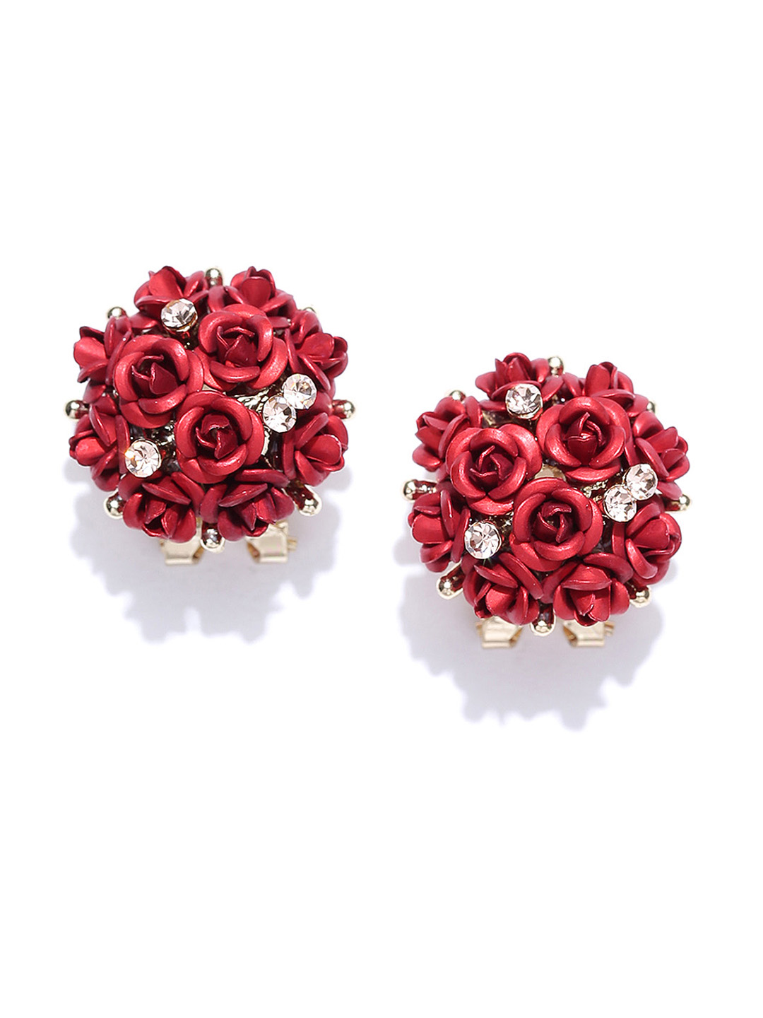 YouBella Stylish Party Wear Jewellery Gold Plated Studs Earrings for Women (Red)(YBEAR_31673)