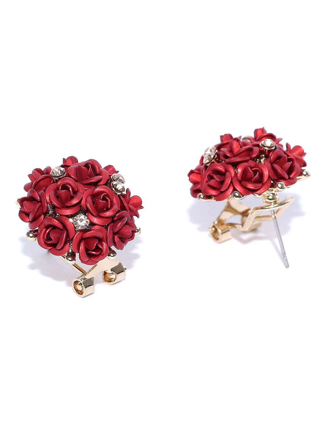 YouBella Stylish Party Wear Jewellery Gold Plated Studs Earrings for Women (Red)(YBEAR_31673)