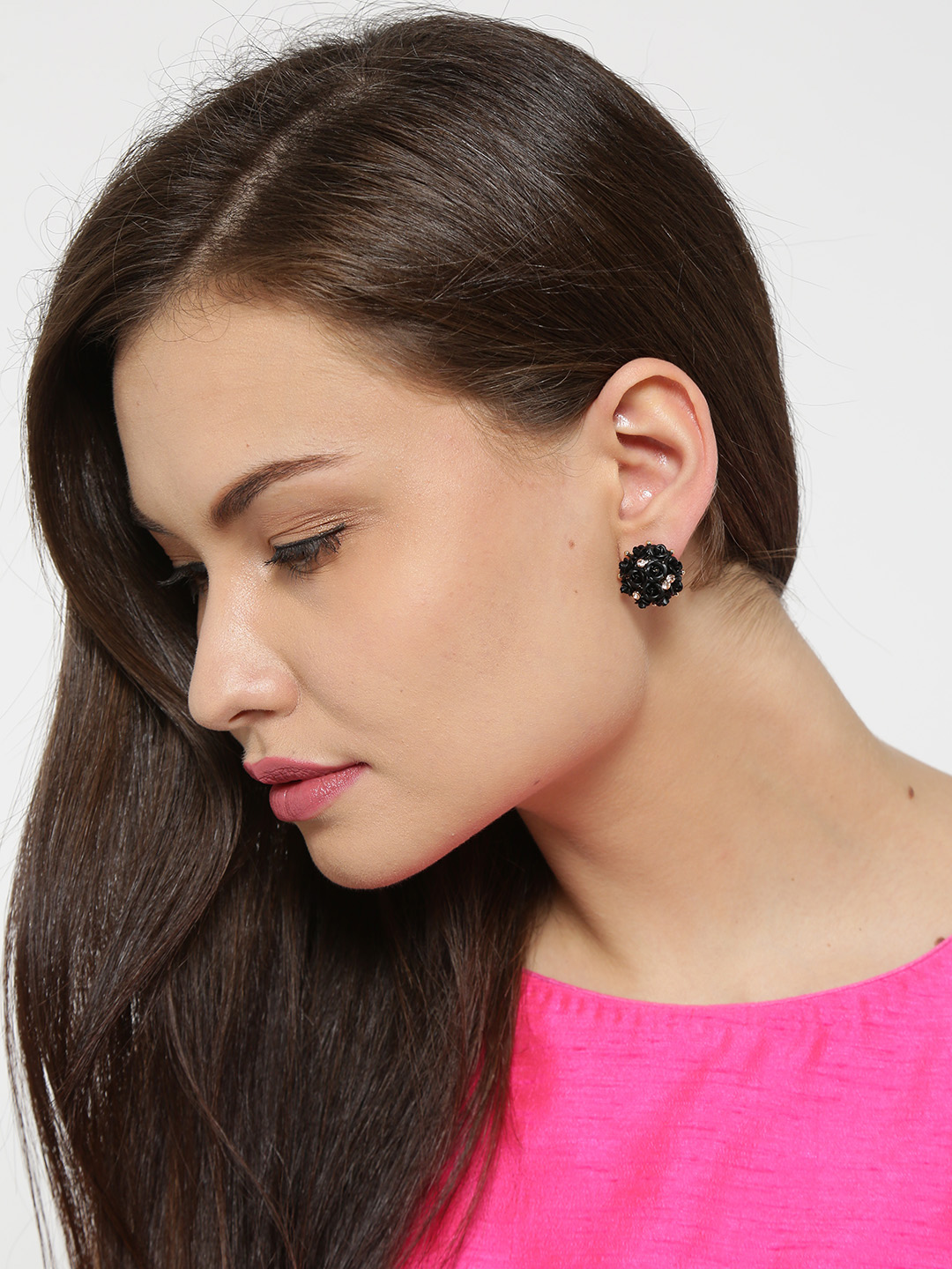 YouBella Fashion Jewellery Summer Special Stylish Rose Shape Fancy Party Wear Earrings for Girls and Women (Black)