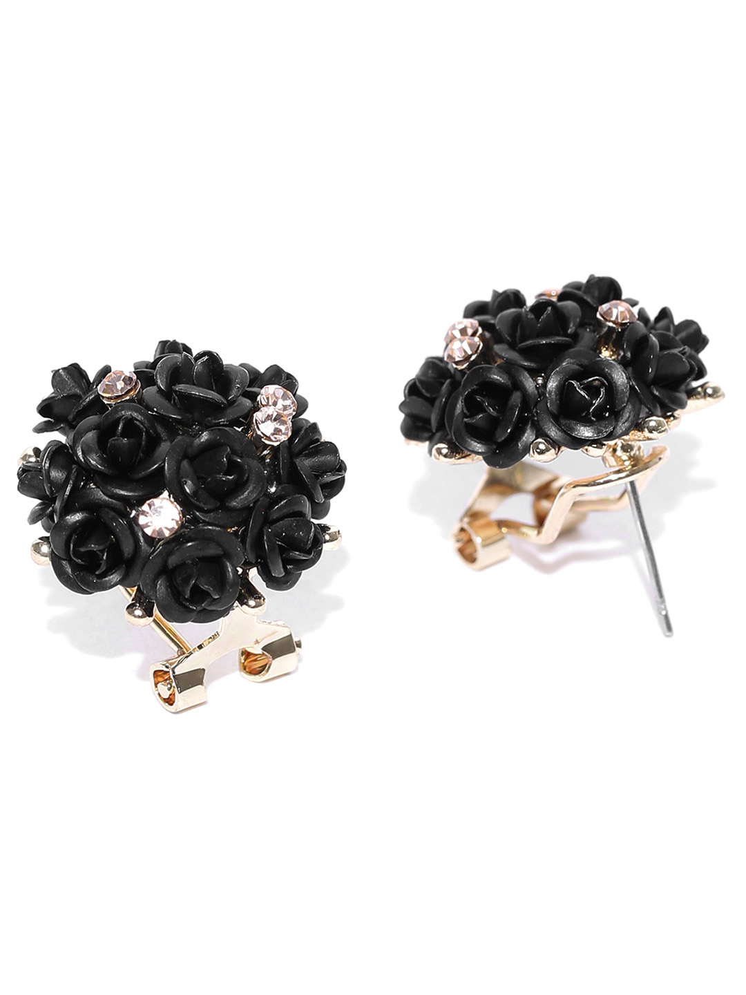 YouBella Fashion Jewellery Summer Special Stylish Rose Shape Fancy Party Wear Earrings for Girls and Women (Black)