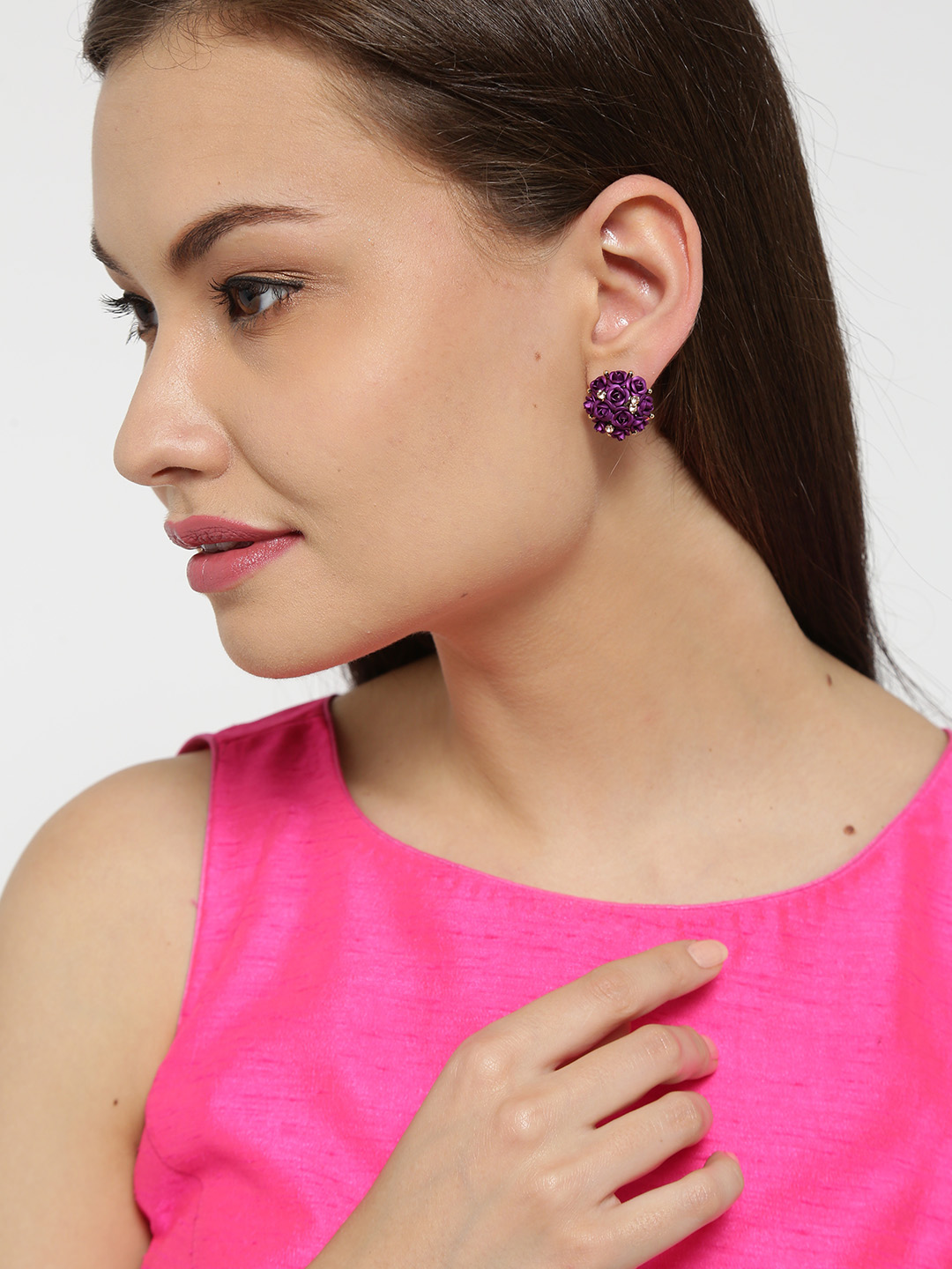 YouBella Fashion Jewellery Summer Special Stylish Rose Shape Fancy Party Wear Earrings for Girls and Women (Purple)