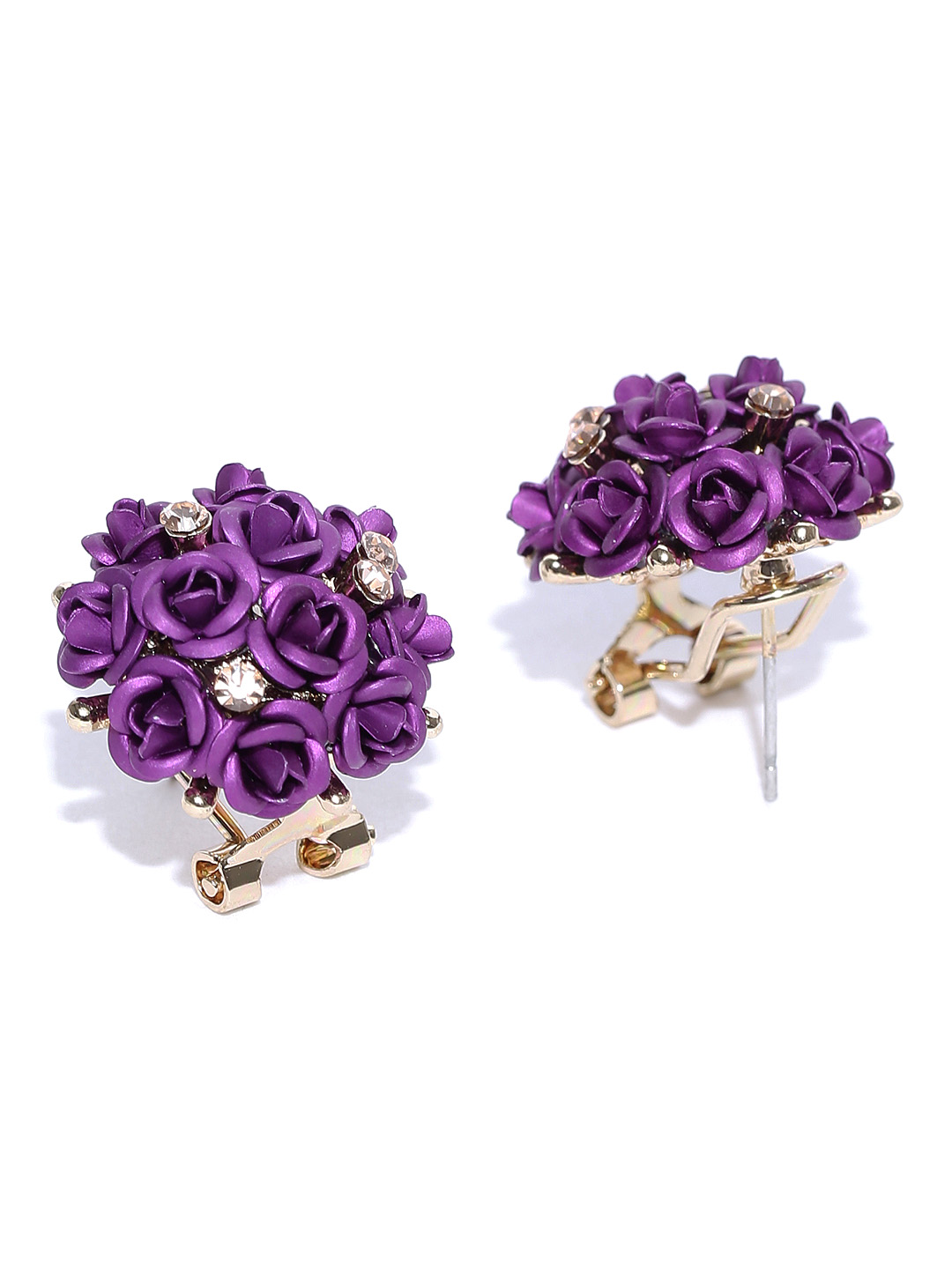 YouBella Fashion Jewellery Summer Special Stylish Rose Shape Fancy Party Wear Earrings for Girls and Women (Purple)