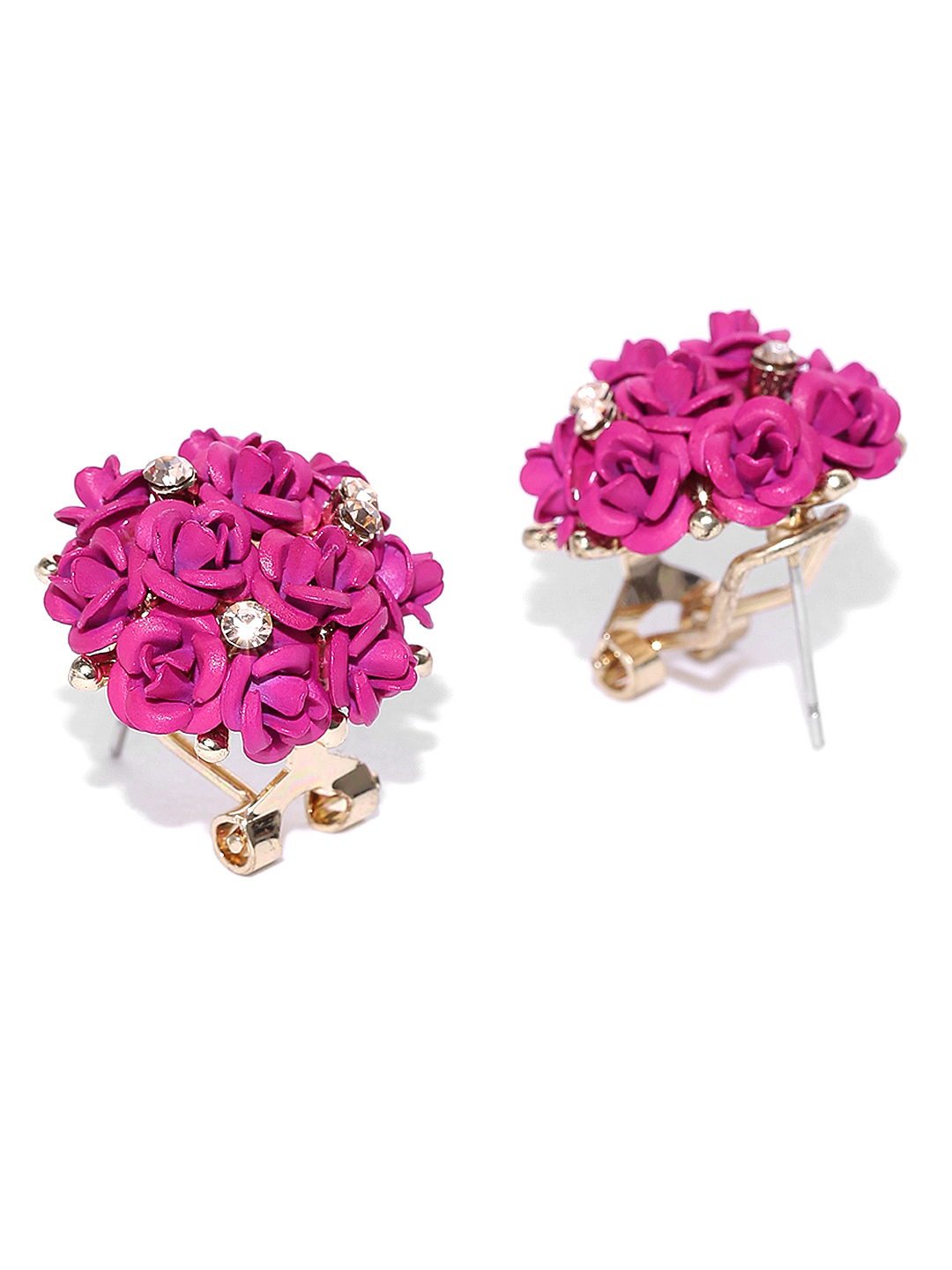 YouBella Stylish Party Wear Jewellery Gold Plated Studs Earrings for Women (Pink)(YBEAR_31677)
