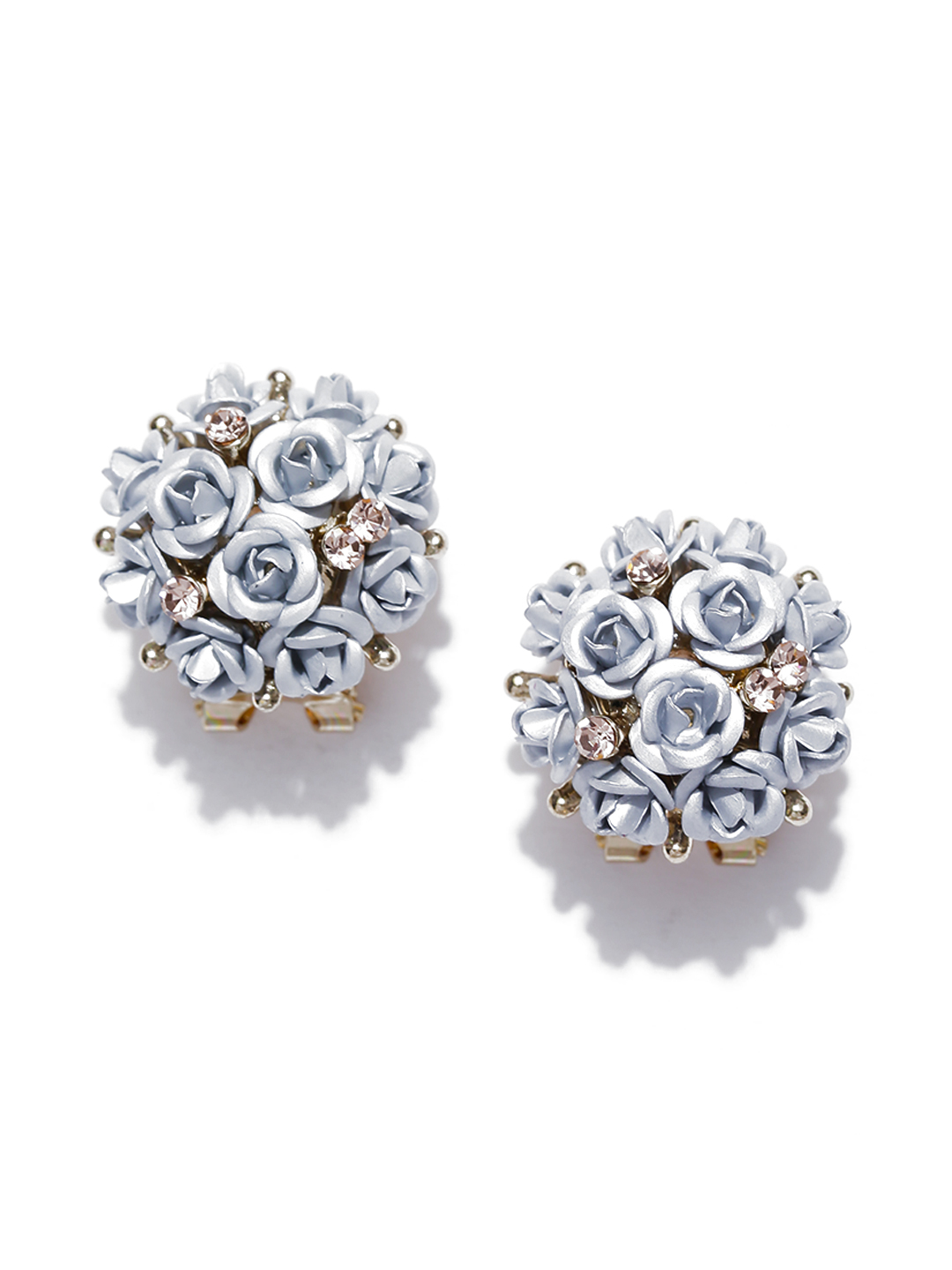 YouBella Stylish Party Wear Jewellery Gold Plated Studs Earrings for Women (Silver)(YBEAR_31678)