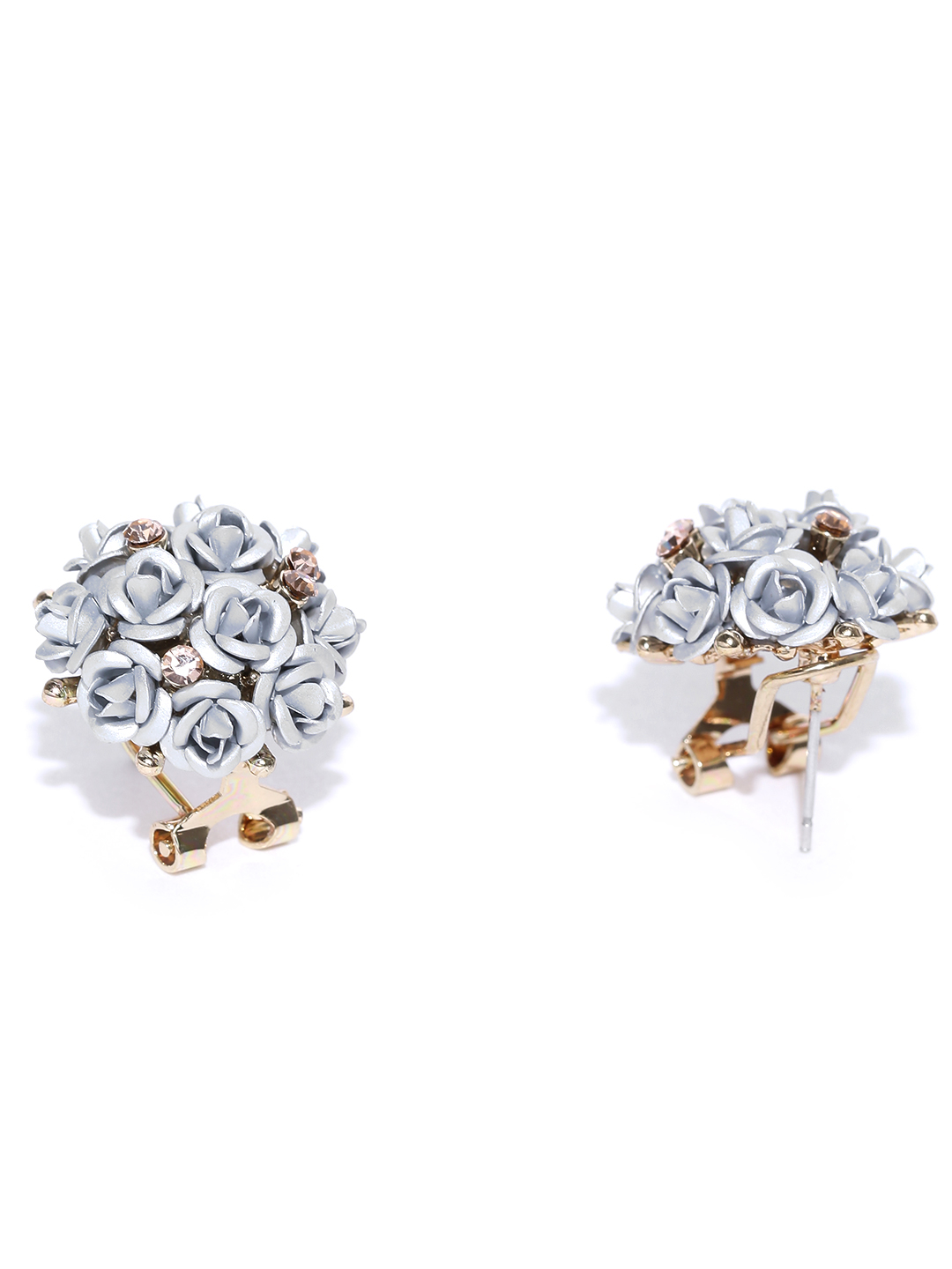 YouBella Stylish Party Wear Jewellery Gold Plated Studs Earrings for Women (Silver)(YBEAR_31678)