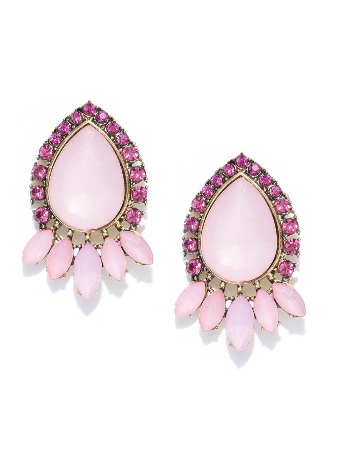 YouBella Pink  Gold-Plated Teardrop-Shaped Studs