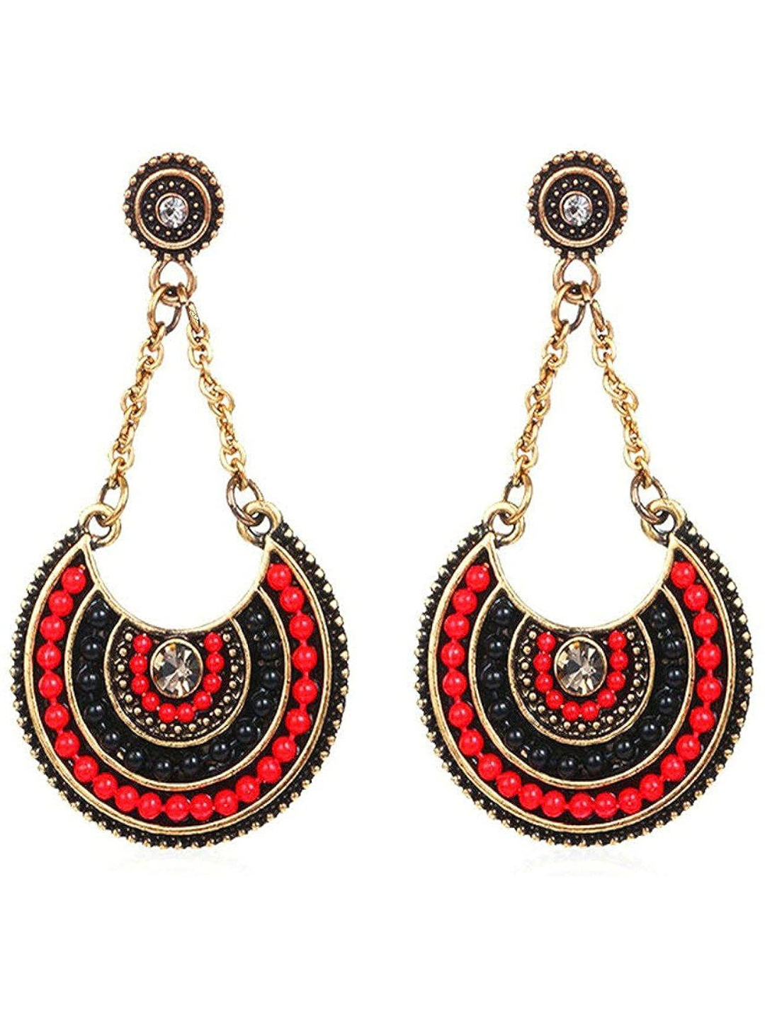 YouBella Jewellery Bohemian Earrings for Girls and Women (Red-Black)