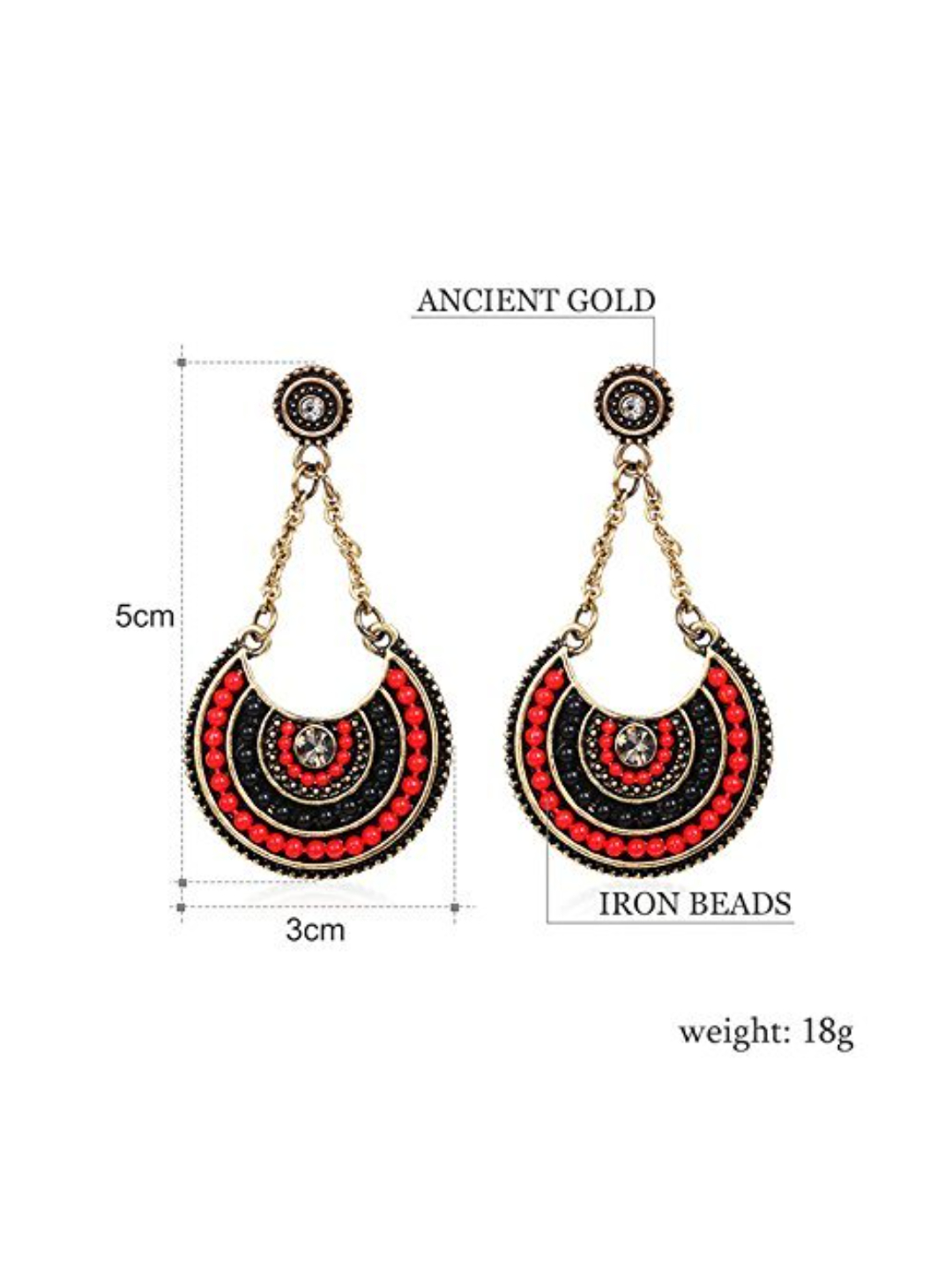 YouBella Jewellery Bohemian Earrings for Girls and Women (Red-Black)