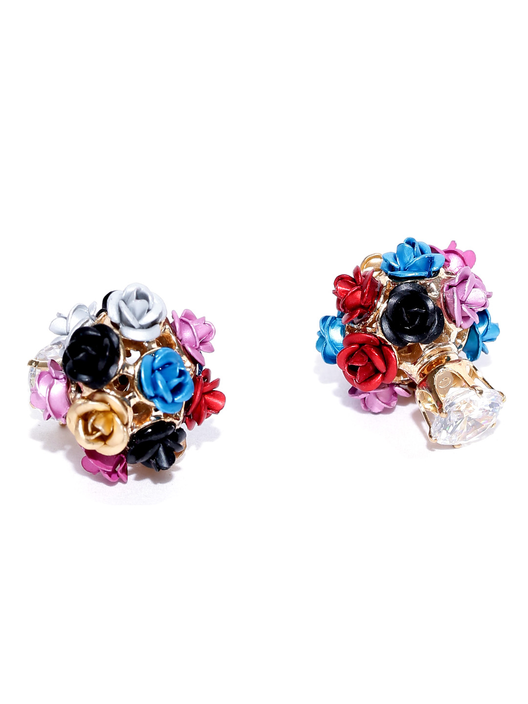 YouBella Multicoloured Floral Double-Sided Studs