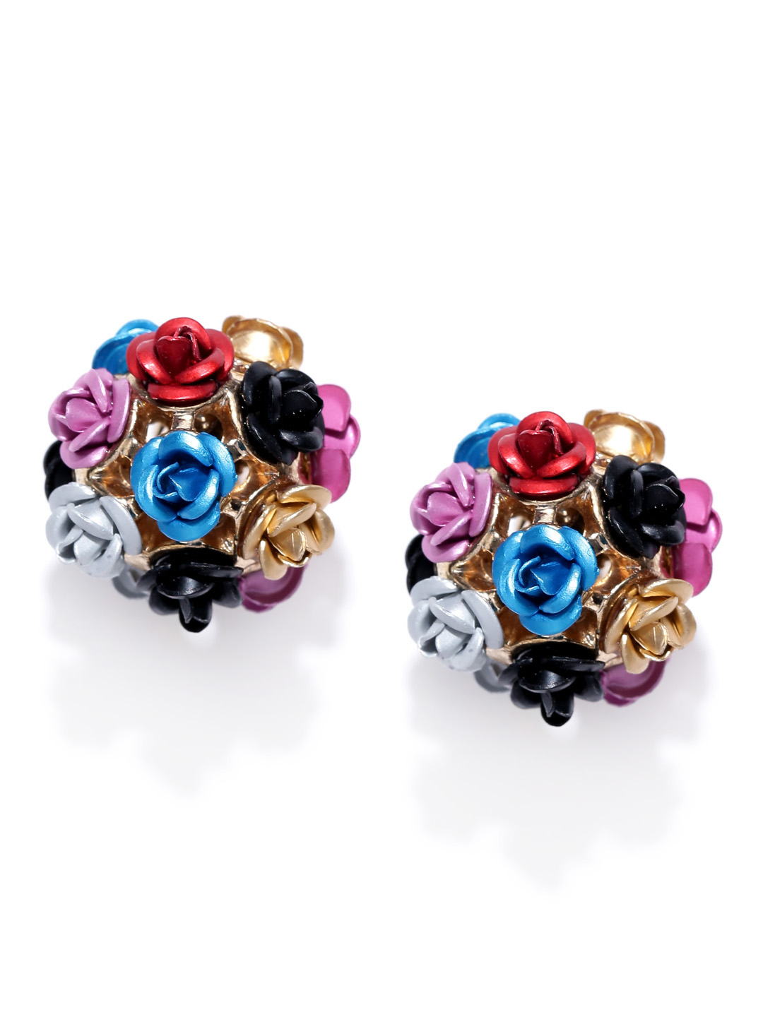 YouBella Multicoloured Floral Double-Sided Studs