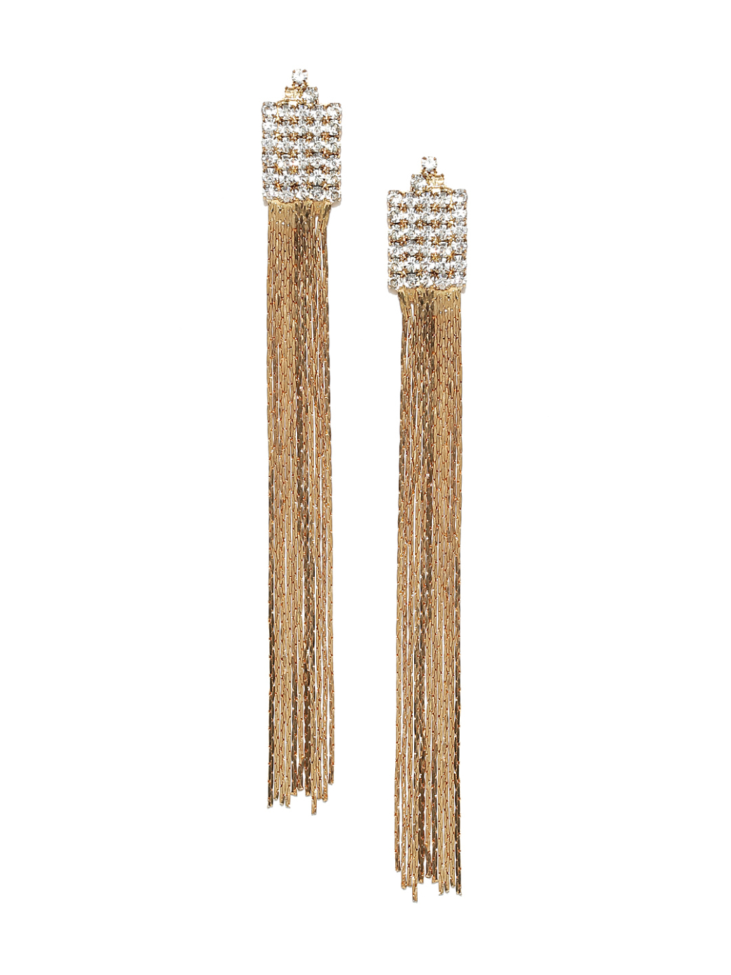 YouBella Gold-Toned Stone-Studded Tasselled Drop Earrings