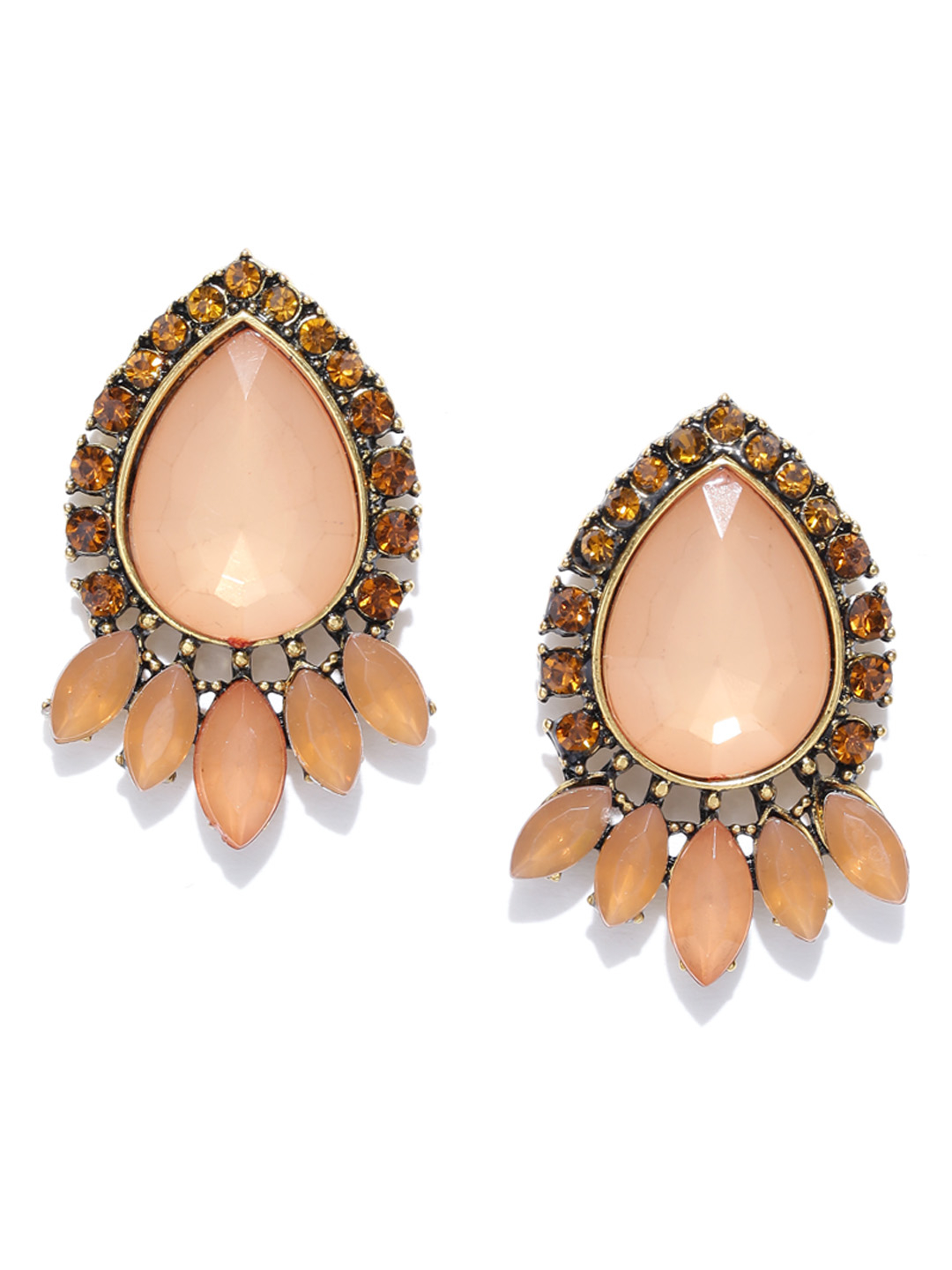 YouBella Peach-Coloured Gold-Plated Stone Studs