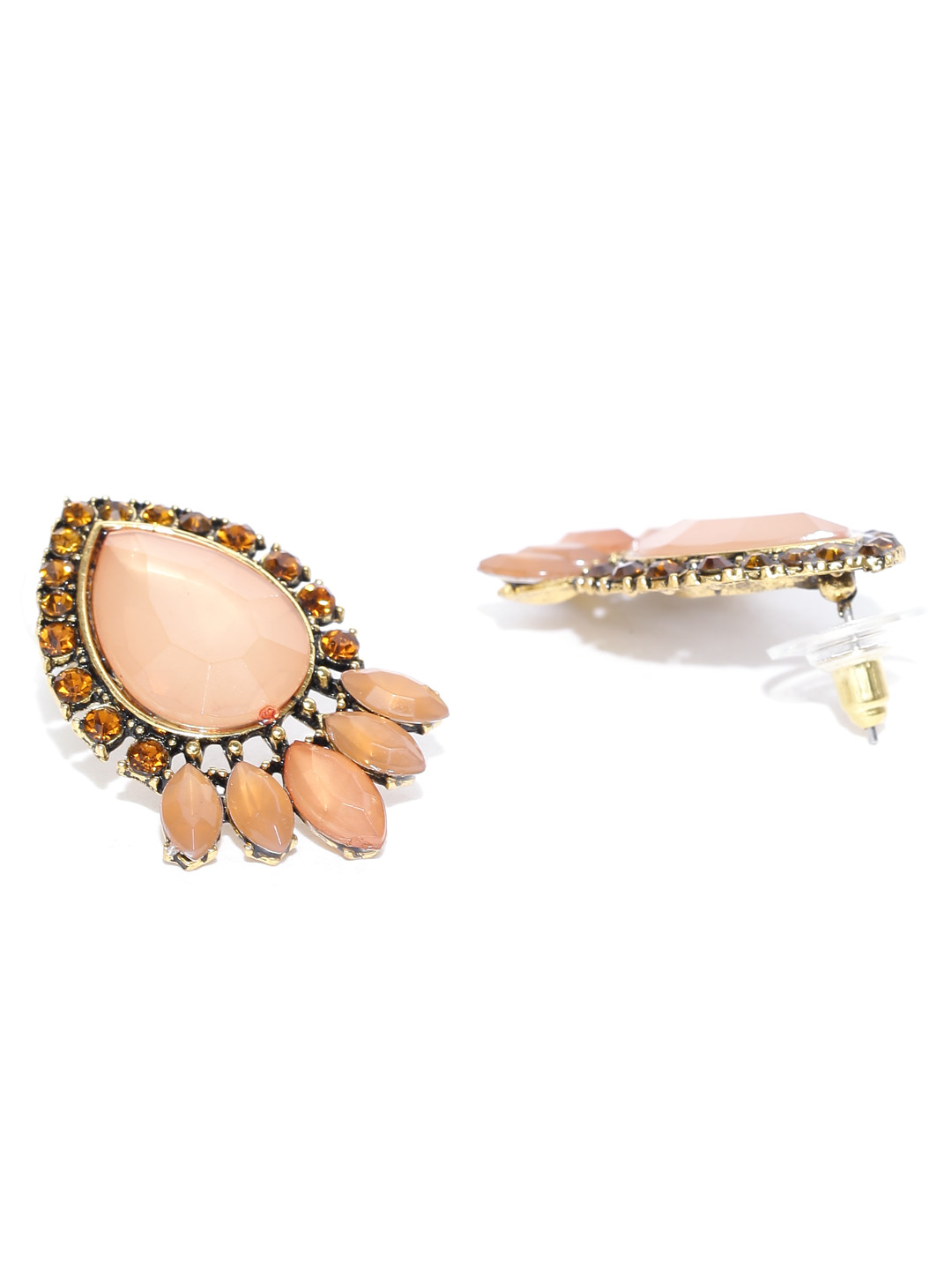 YouBella Peach-Coloured Gold-Plated Stone Studs