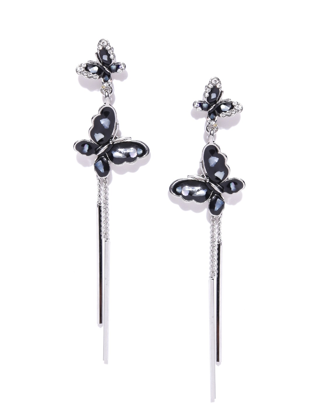 YouBella Jewellery Butterfly Shape Dangler Earrings For Girls and Women (Black)