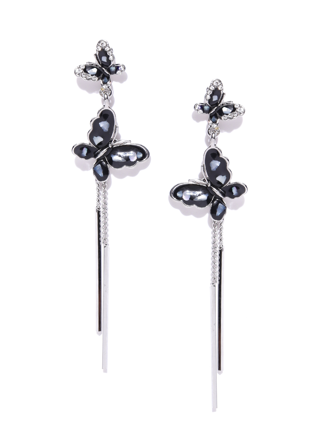 YouBella Jewellery Butterfly Shape Dangler Earrings For Girls and Women (Black)